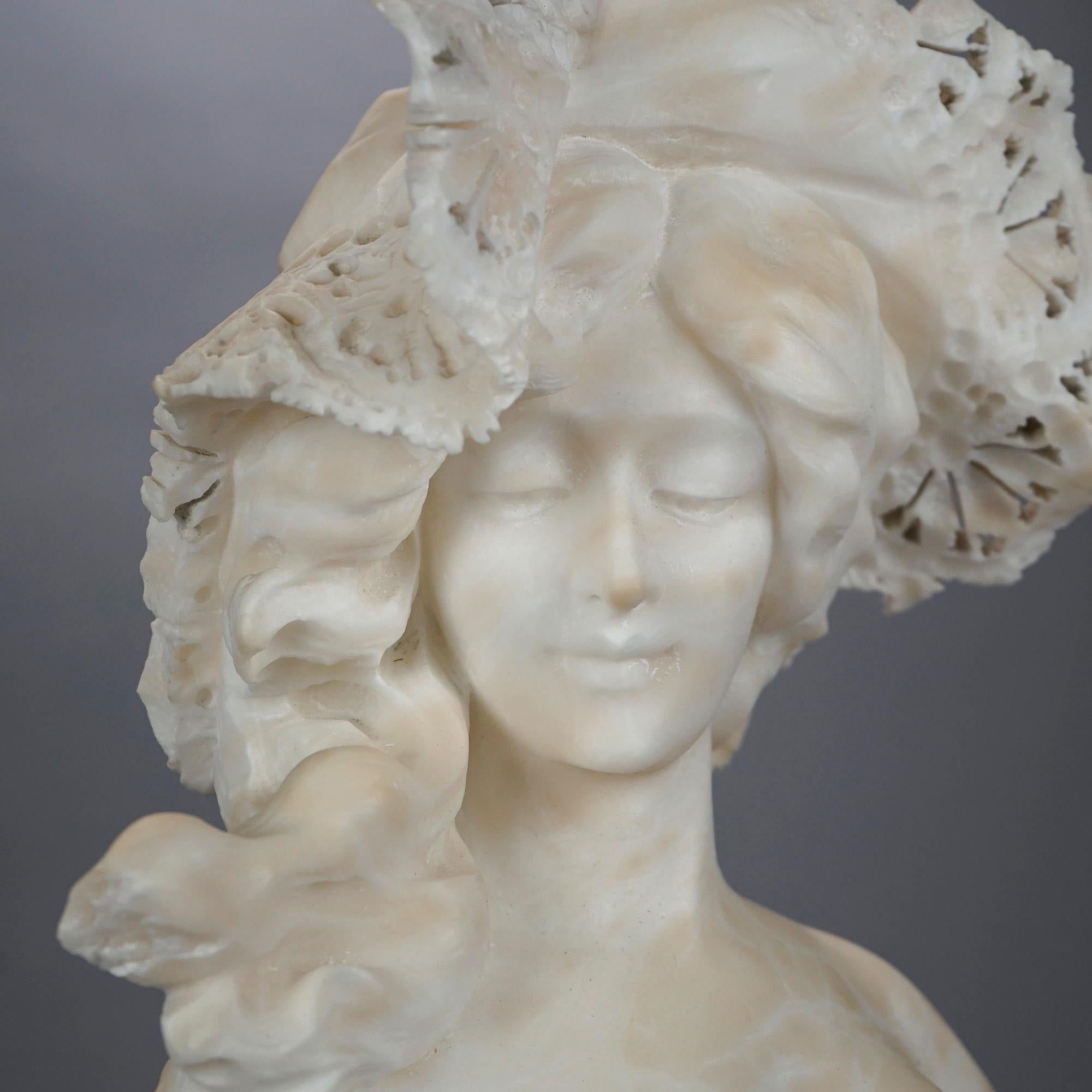 Antique Alabaster Sculpture of a Woman 19th C 1