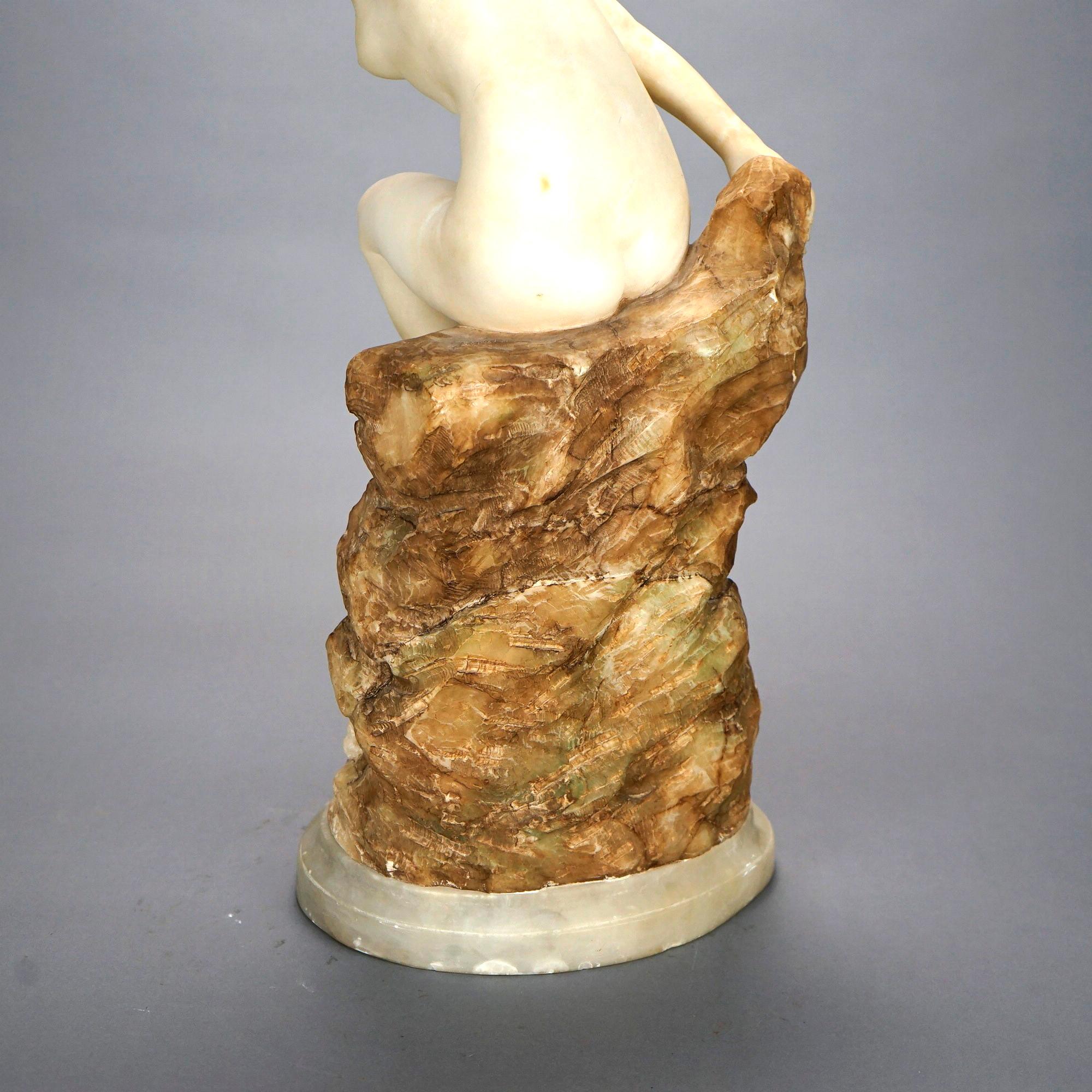 Antique Alabaster Sculpture of a Woman Seaside, Signed A. Del Perugia, c1900 10