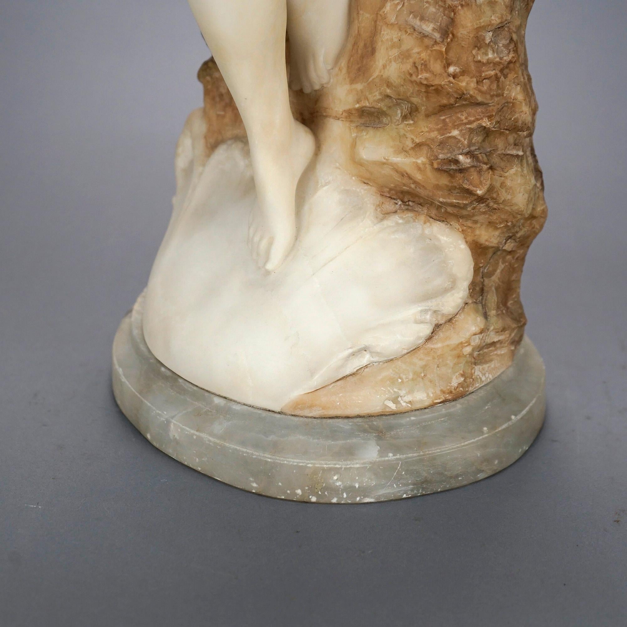 Antique Alabaster Sculpture of a Woman Seaside, Signed A. Del Perugia, c1900 13