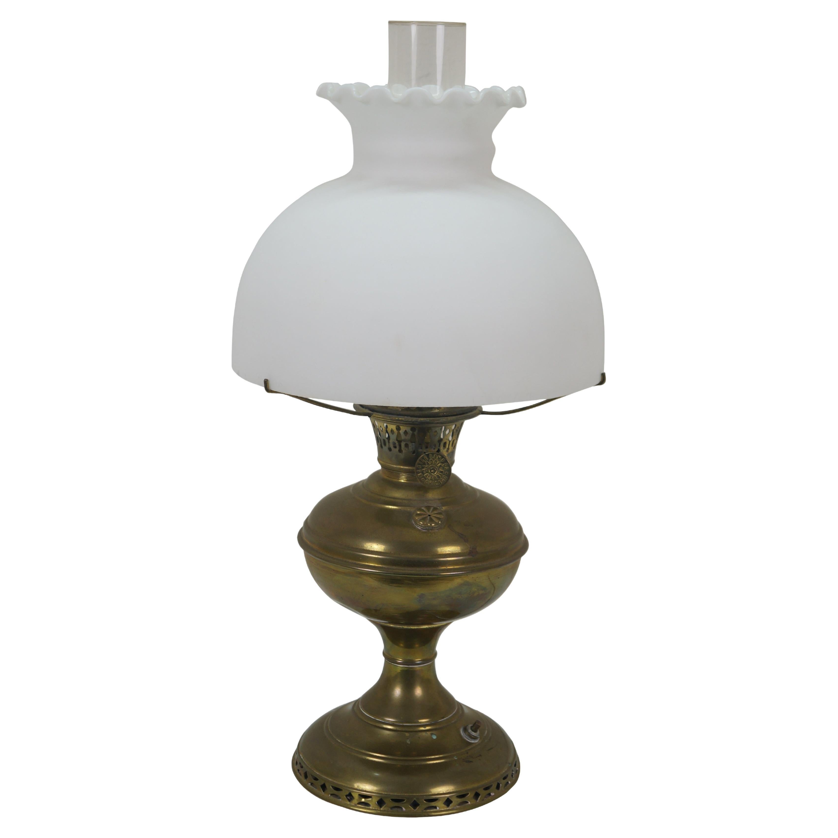 Antique Aladdin Mantle Lamp Co Brass Converted Hurricane Oil Lantern Lamp 20"