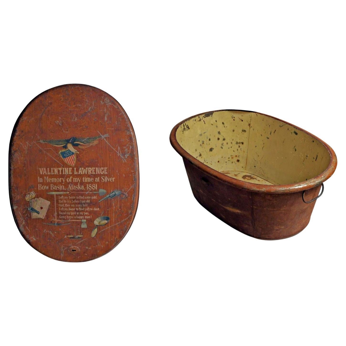 Antiker Alaska Gold Binsen-Badtuch / Truhe / Tisch Circa 1880er Jahre