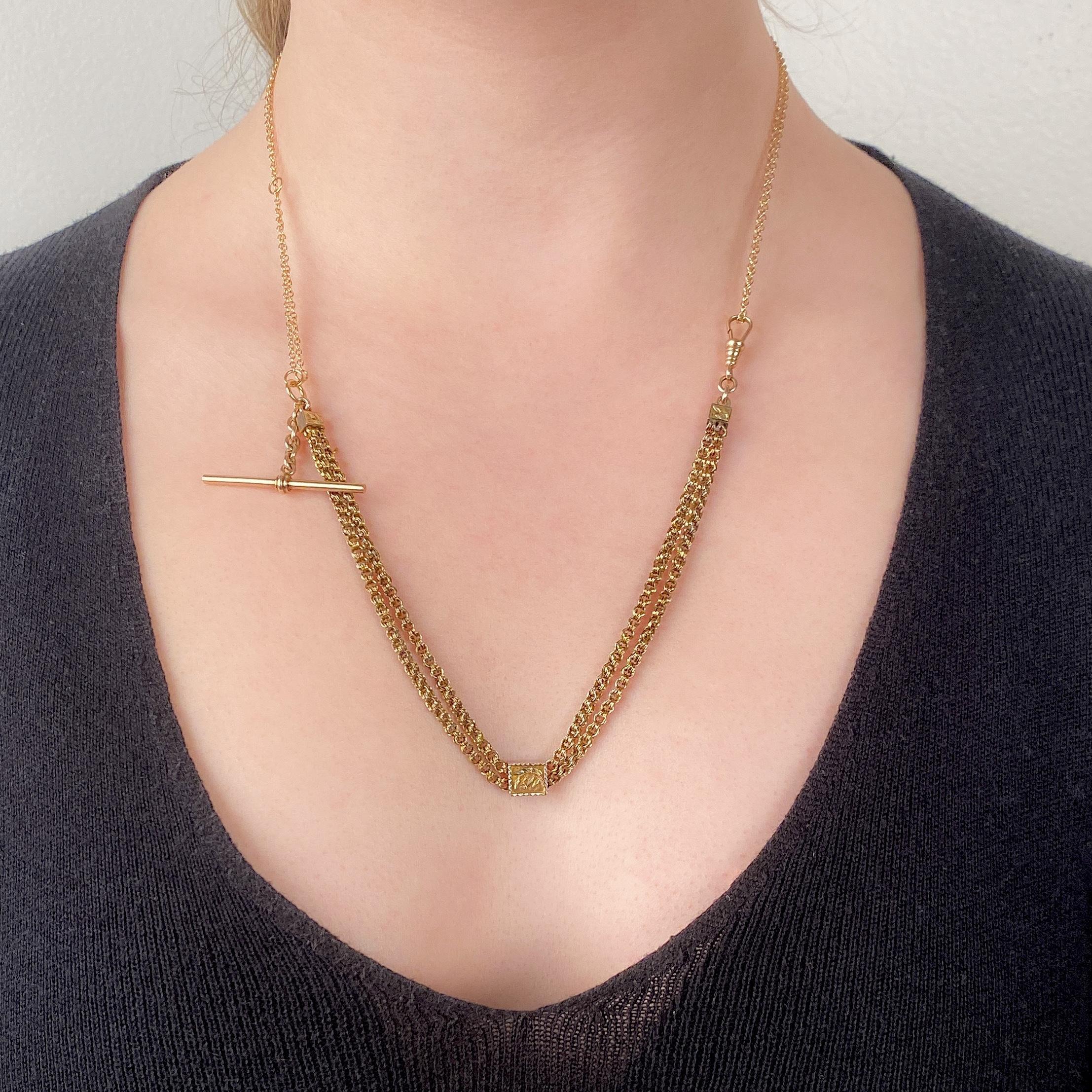 Antique Albert Watch Chain of 9ct Gold In Good Condition For Sale In Lewisburg, PA