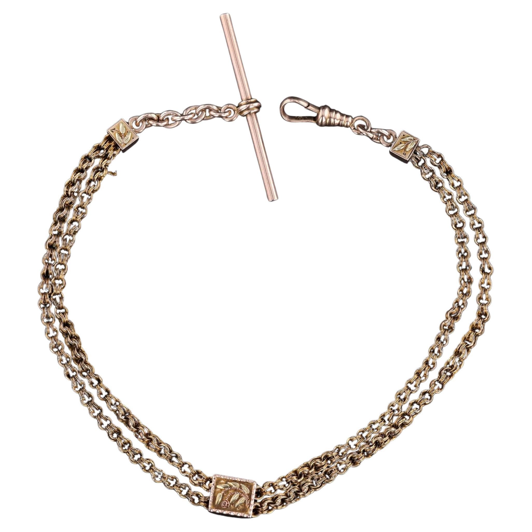 Antique Albert Watch Chain of 9ct Gold For Sale