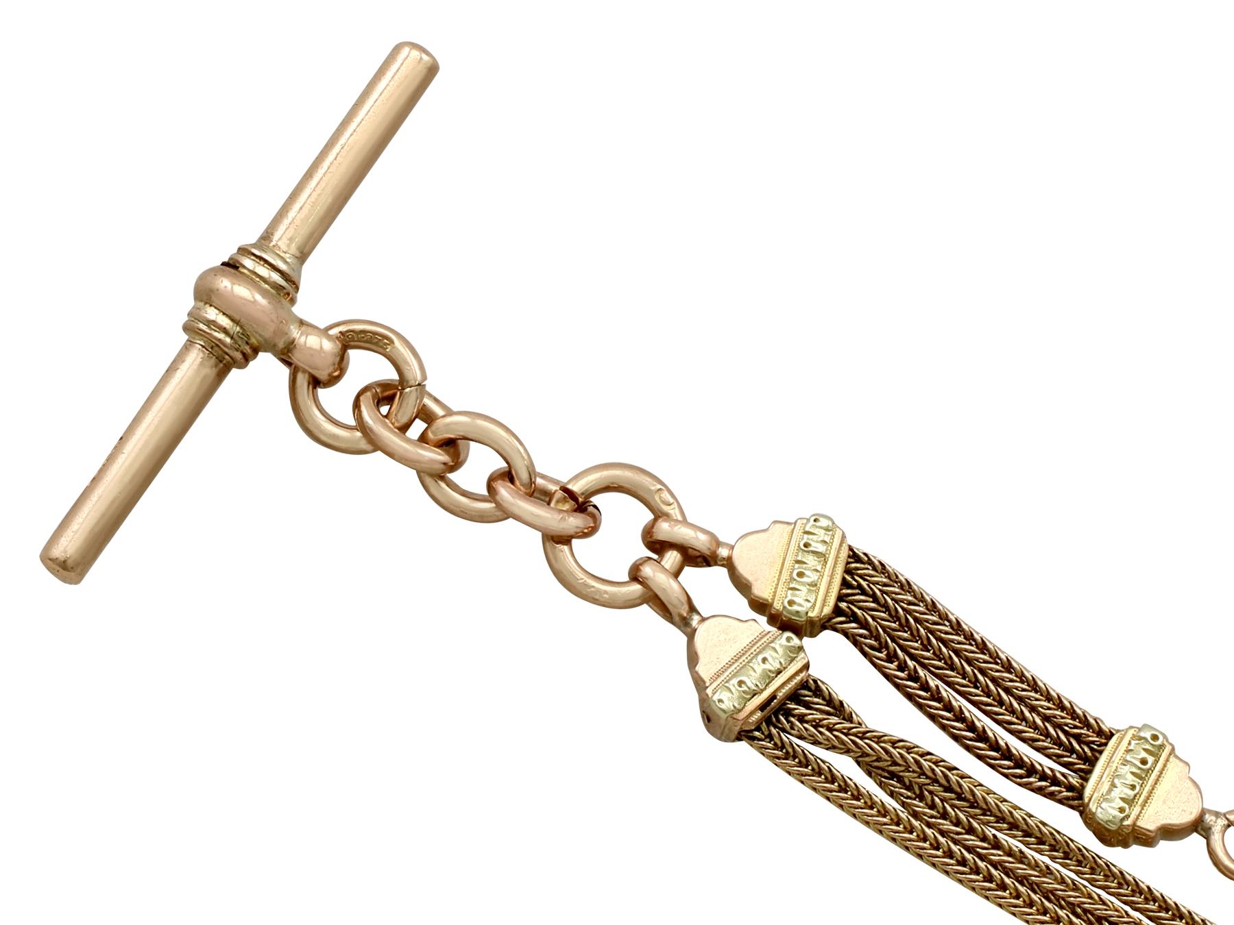 An impressive 'Albertina' chain crafted in 9k rose gold, 14 karat yellow and rose gold; part of our diverse antique jewellery and estate jewelry collections.

This exceptional, fine and impressive antique watch chain has been crafted in 14k yellow
