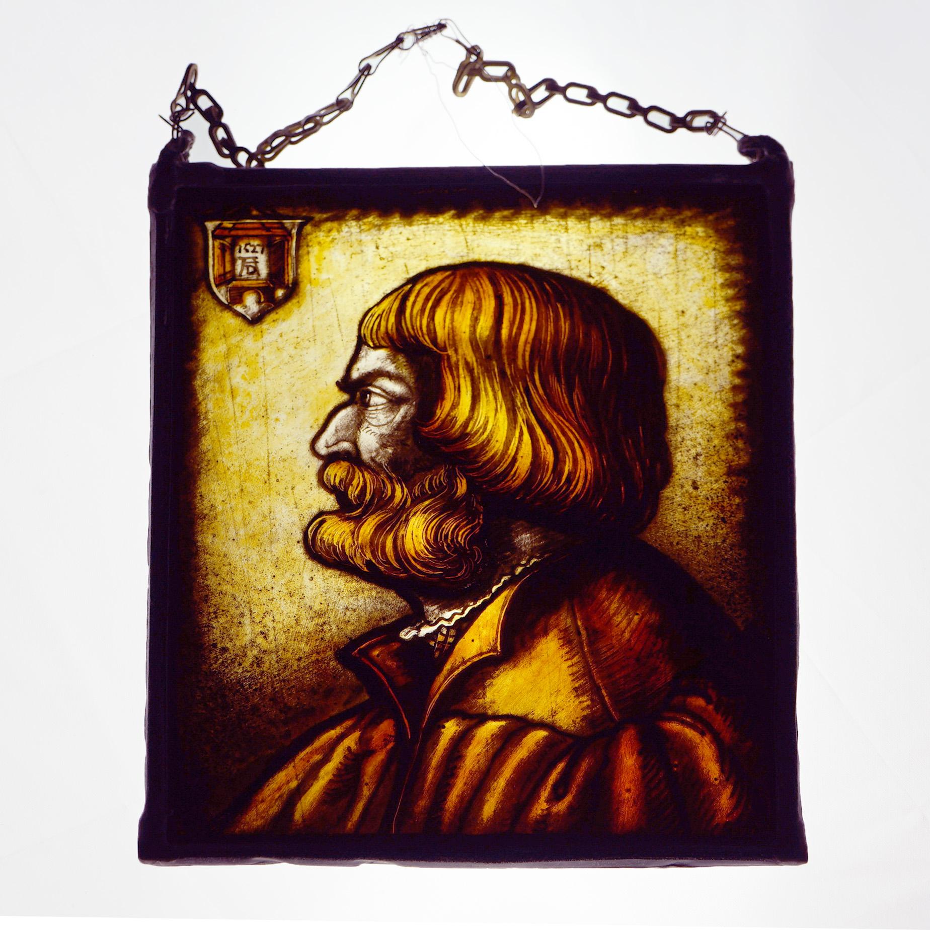 Antique Albrecht Durer Hand Painted Glass Portrait Panel C1890

Measures - 7.5