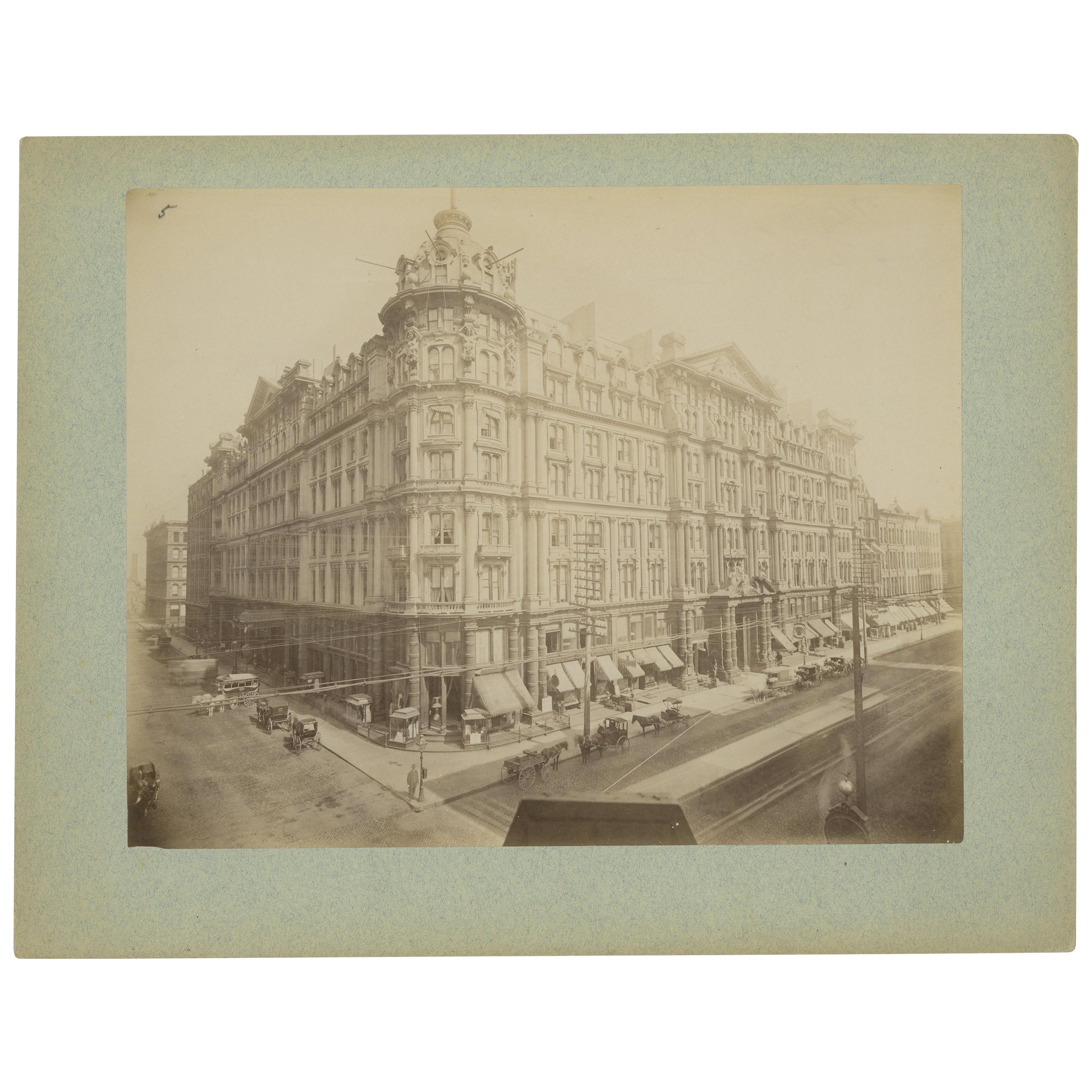 Antique Albumen Print of The Palmer House, Chicago 'c.1890'