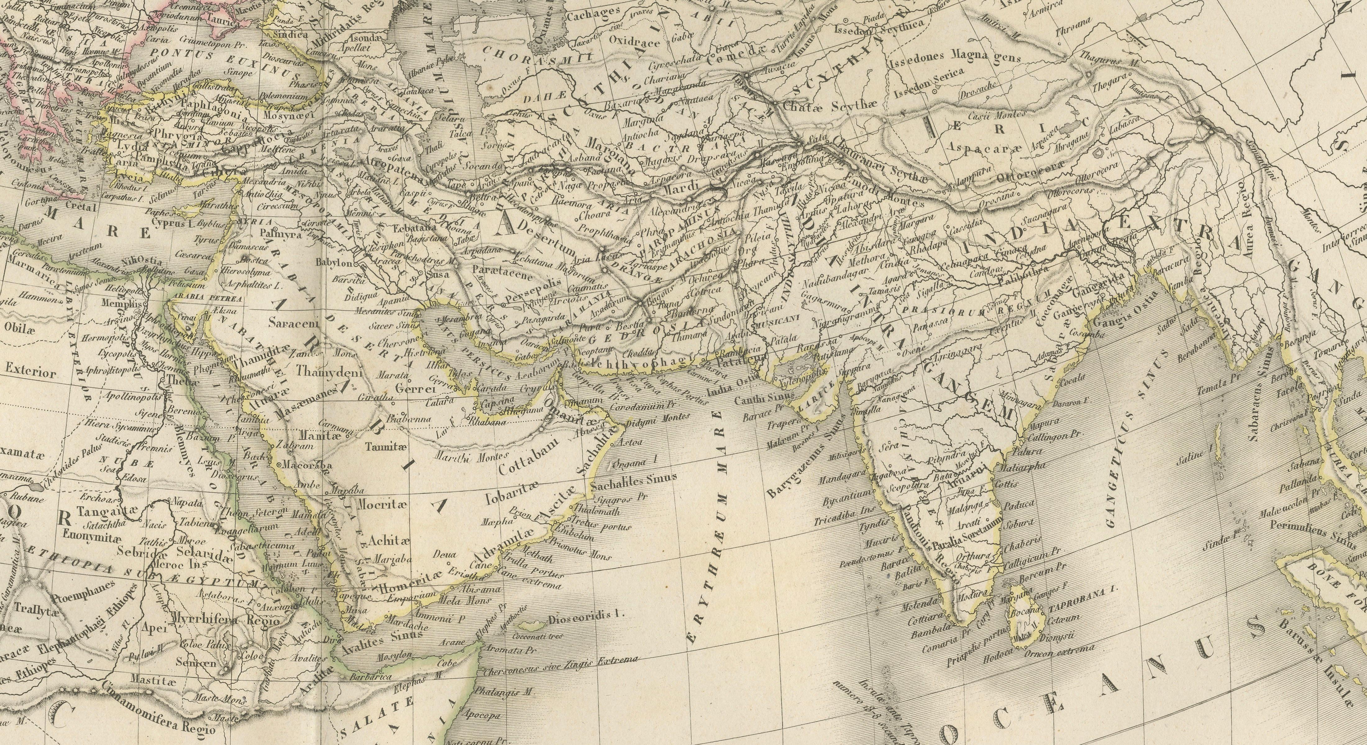Antique Alexander the Great Map, Persia India Asia, French Atlas 1838
