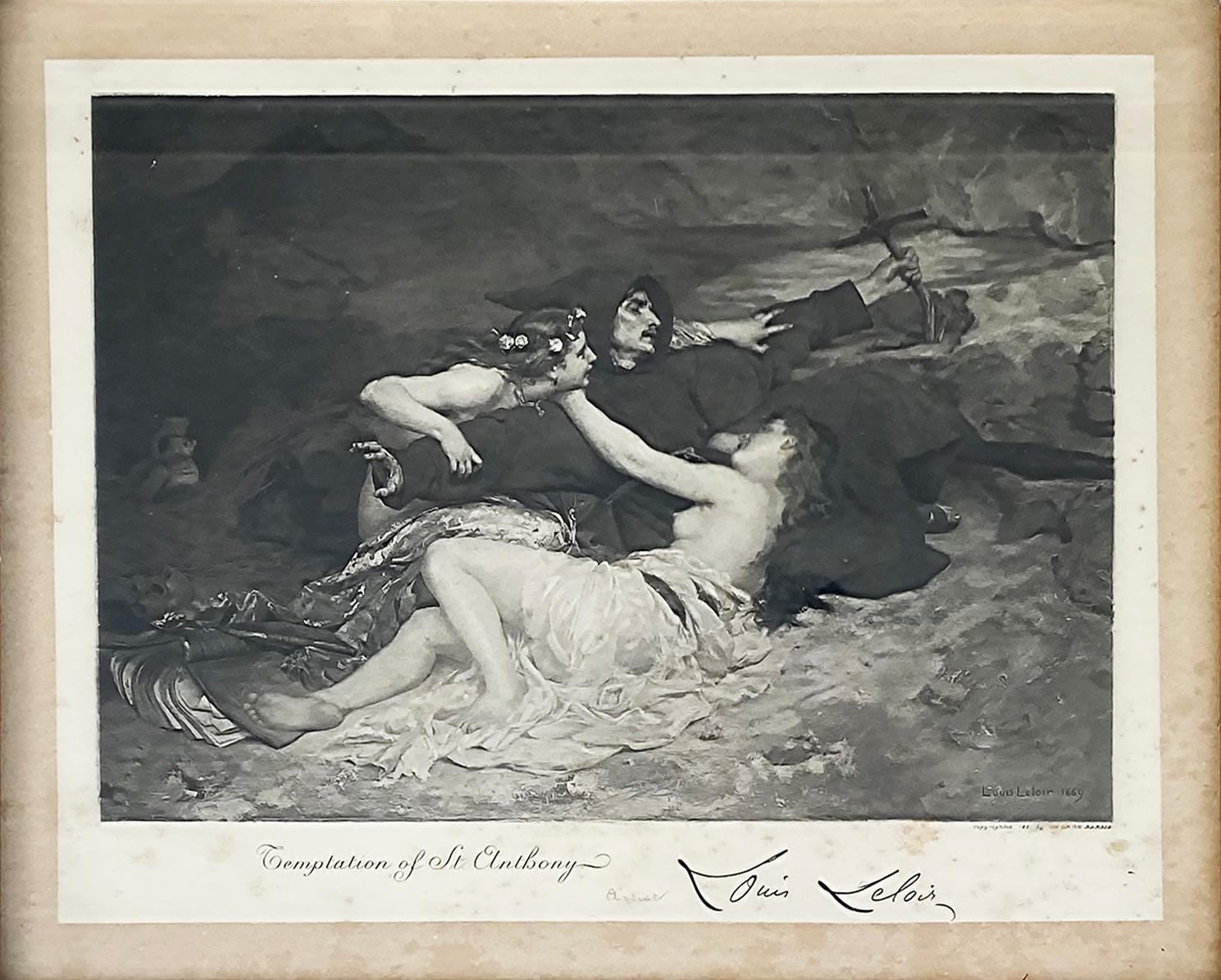 Antique Alexandre Louis Leloir Engraving of the Temptation of St. Anthony 

Offered for sale is an engraving of the original oil painting by Alexandre-Louis Leloir (1843-1884).   Leloir was a renowned French painter specializing in genre and