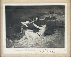 Antique Alexandre Louis Leloir Engraving of the Temptation of St. Anthony
