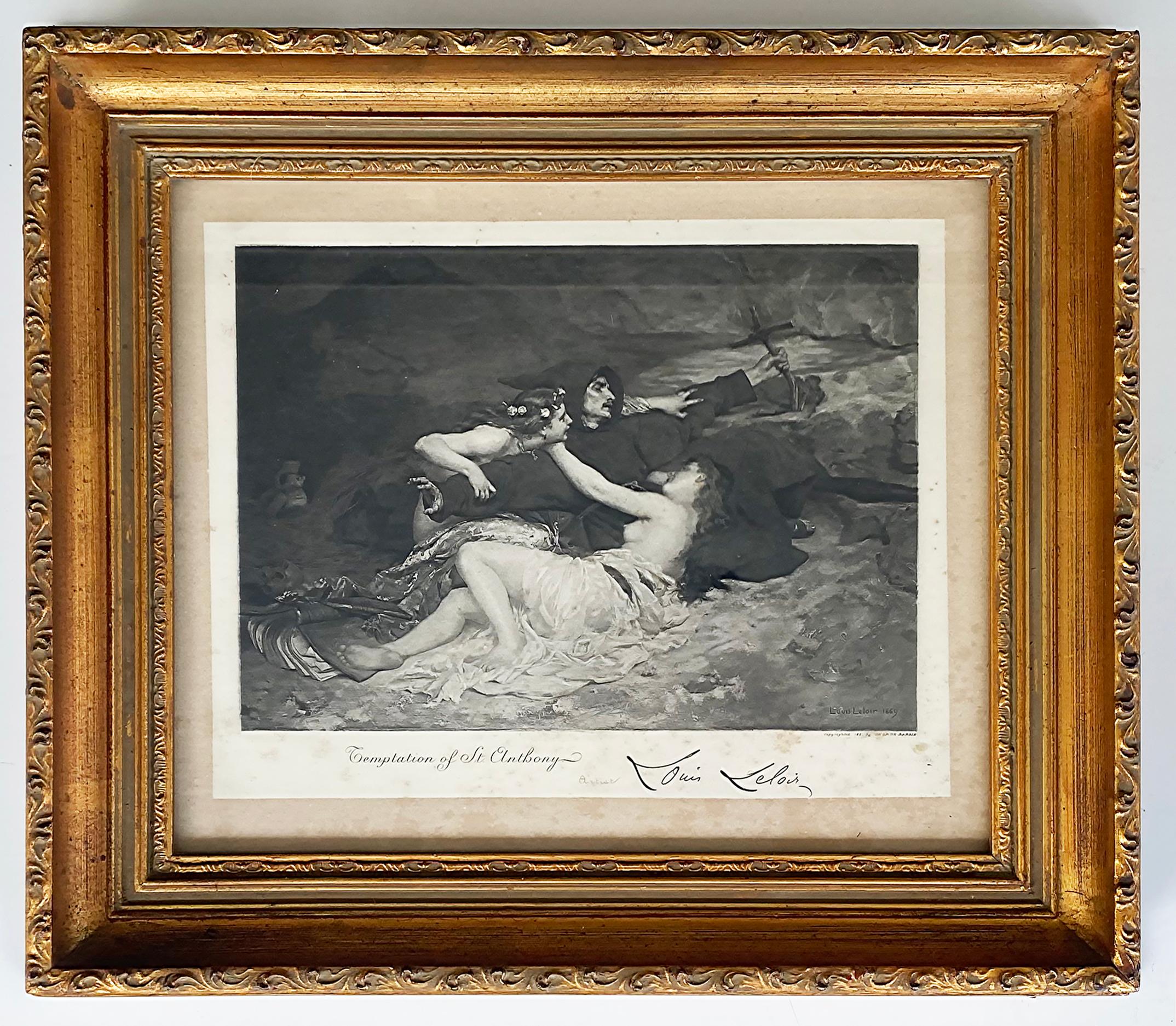 Gravé Antique gravure Alexandre Louis Leloir de la Temptation de Saint Antoine  en vente