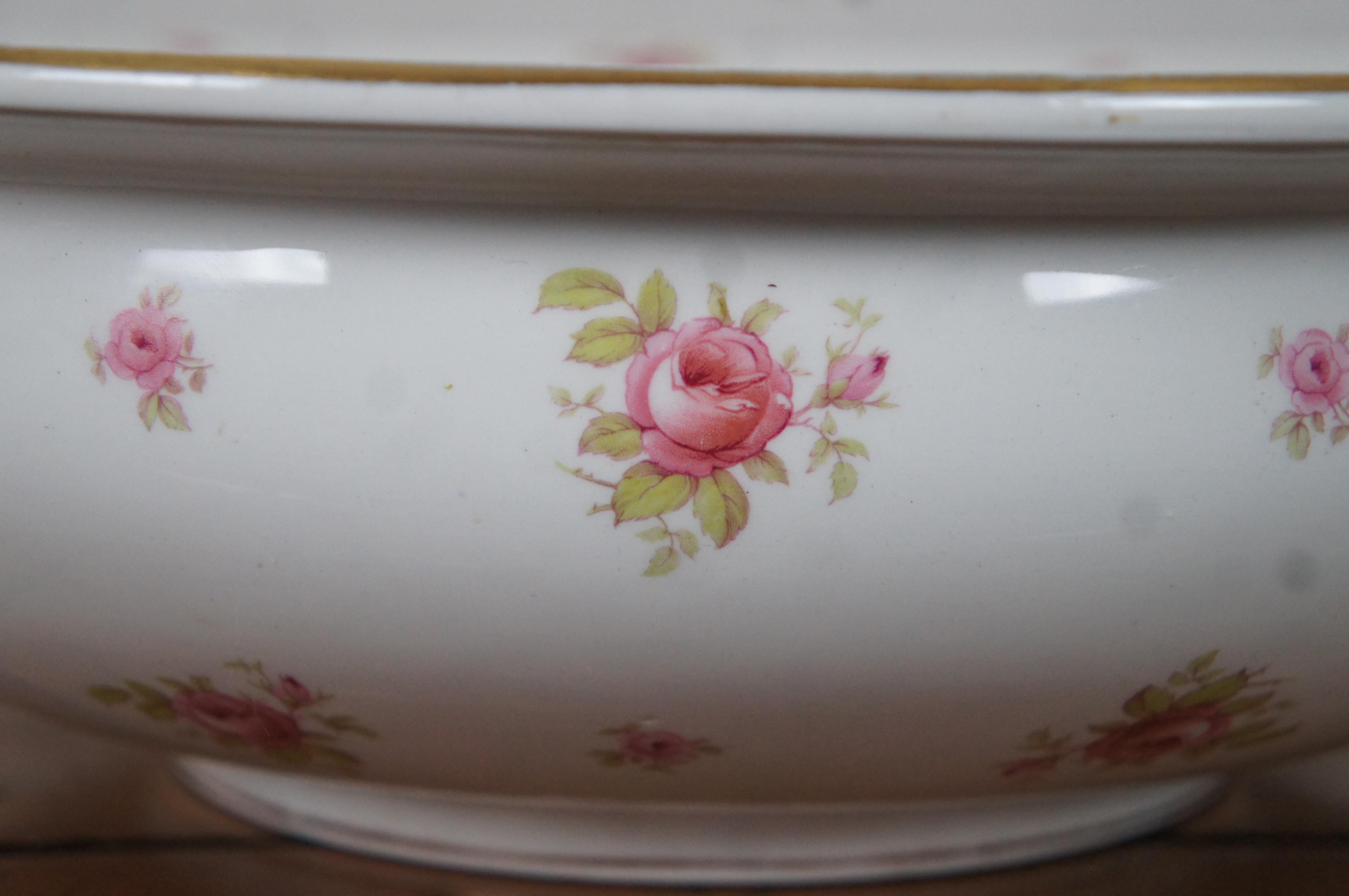 Canvas Antique Alfred B Pearce Porcelain Rose Pitcher Ewer Wash Basin Bowl London For Sale
