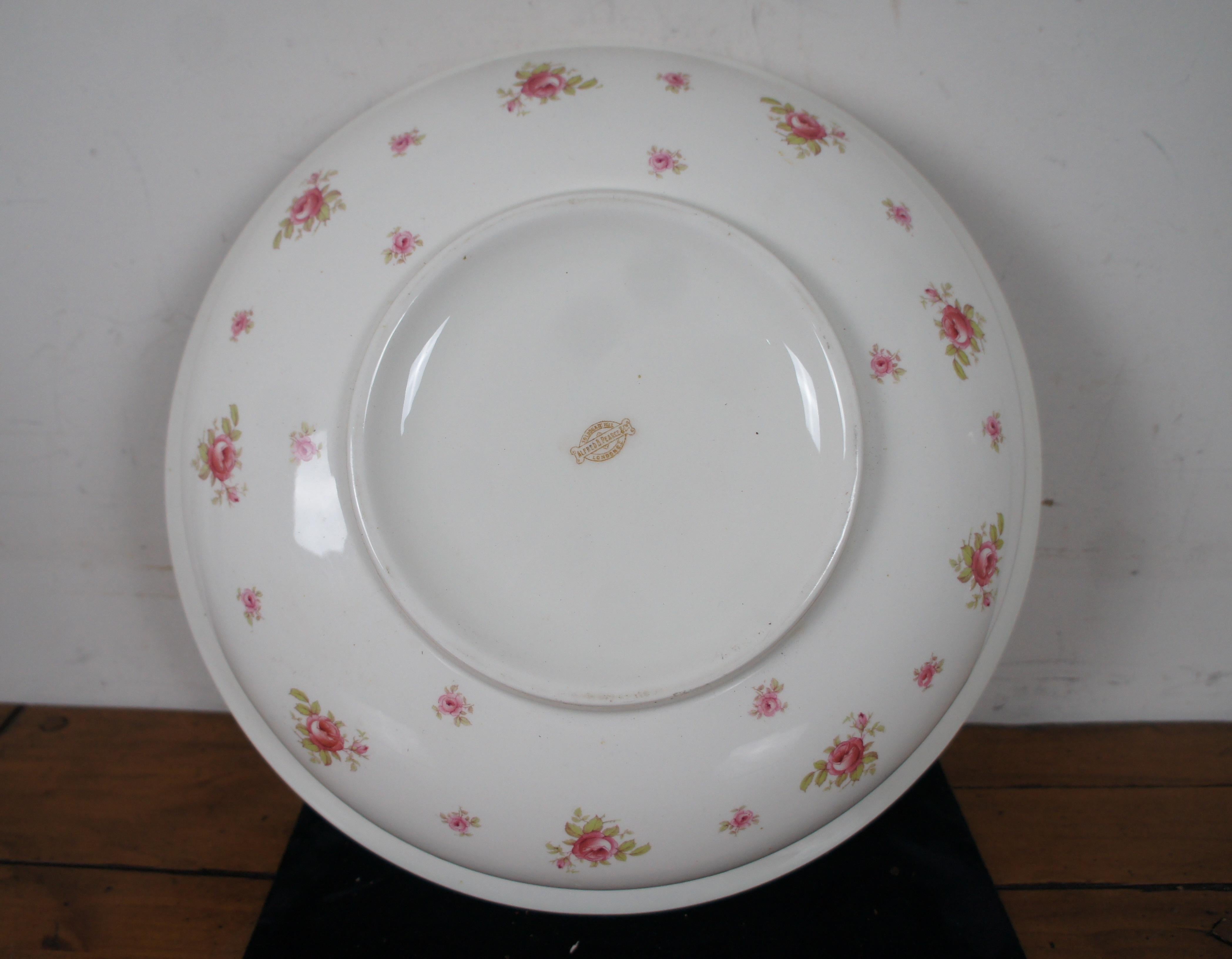 Antique Alfred B Pearce Porcelain Rose Pitcher Ewer Wash Basin Bowl London For Sale 1