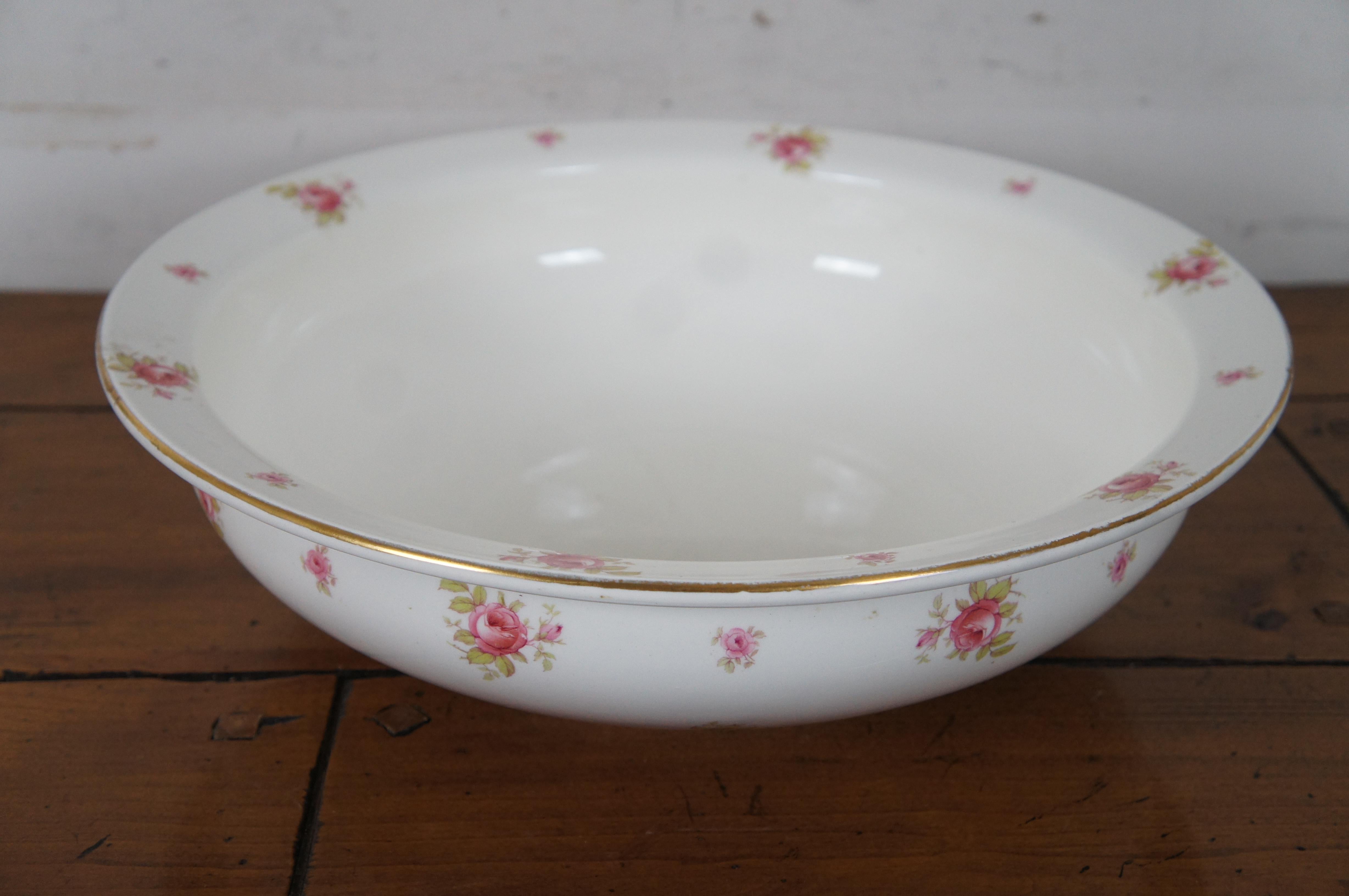 20th Century Antique Alfred B Pearce Porcelain Rose Pitcher Ewer Wash Basin Bowl London For Sale