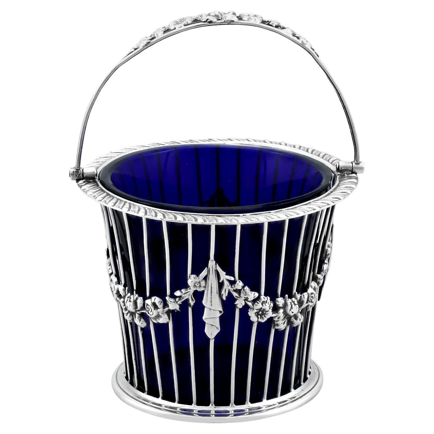 Antico cestino per zucchero in argento sterling Alfred Marston in vendita