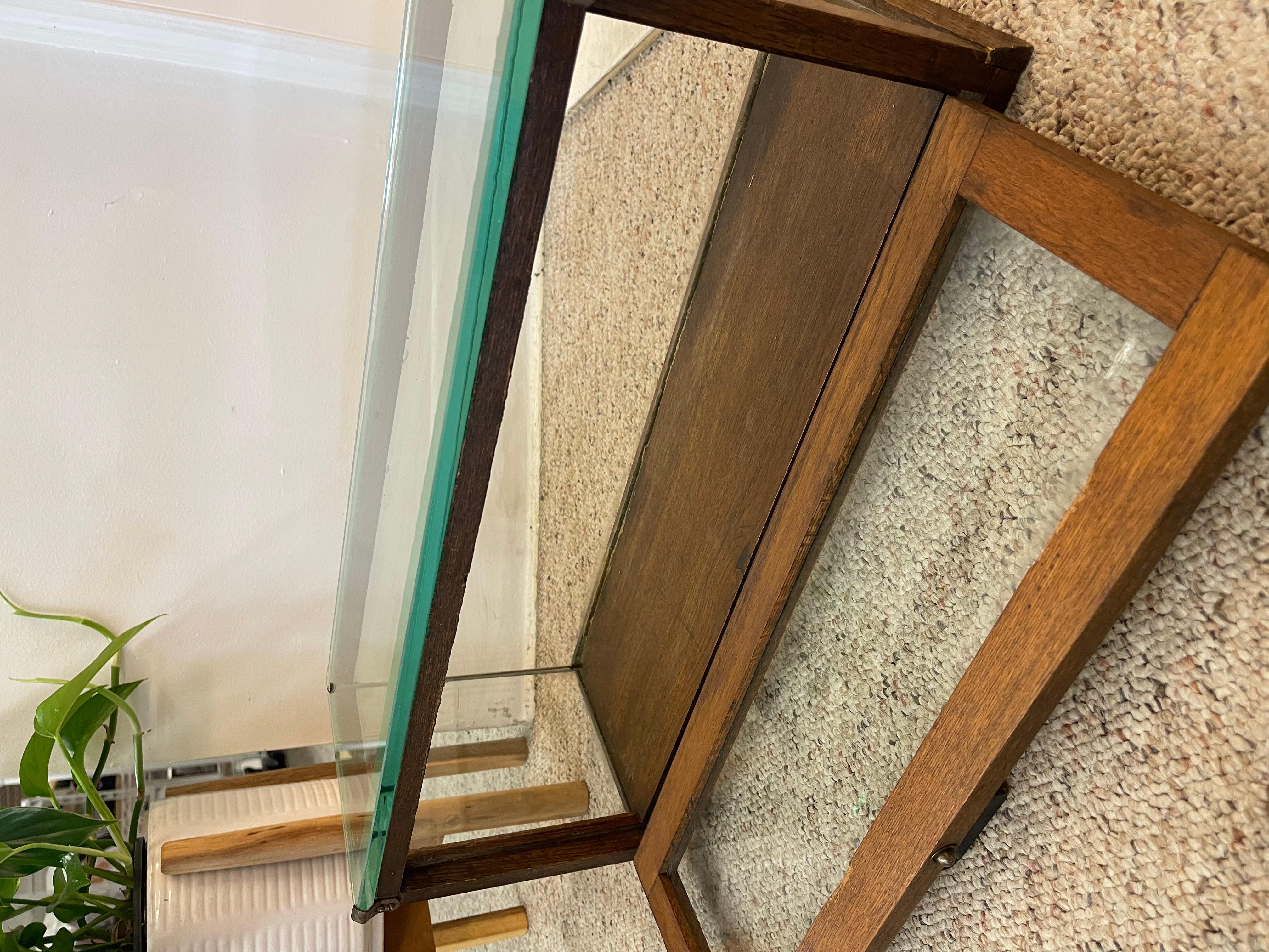 Antique Alfred Noack Oak and Glass Countertop Display Case with Brass Hardware. For Sale 5