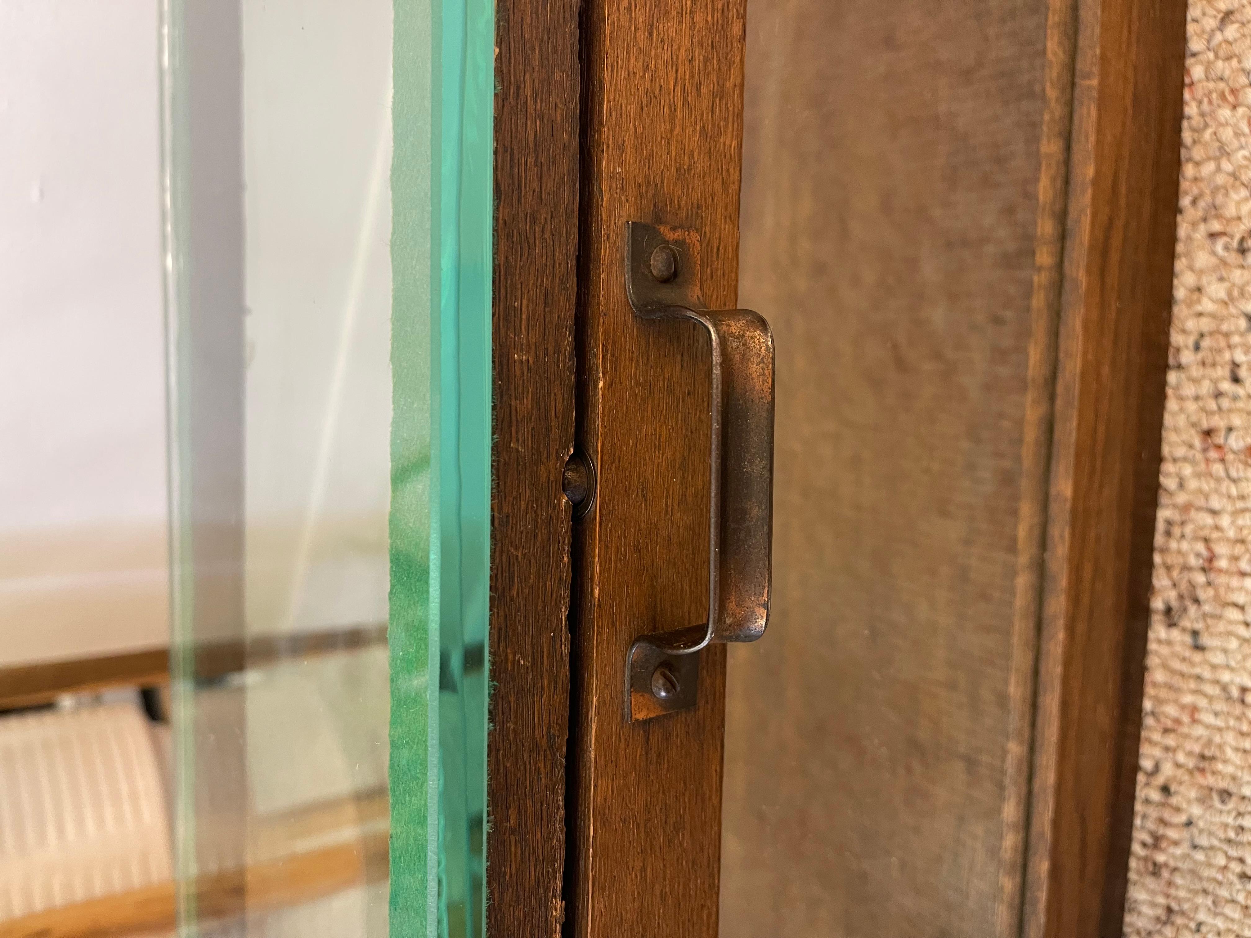 Antique Alfred Noack Oak and Glass Countertop Display Case with Brass Hardware. For Sale 7