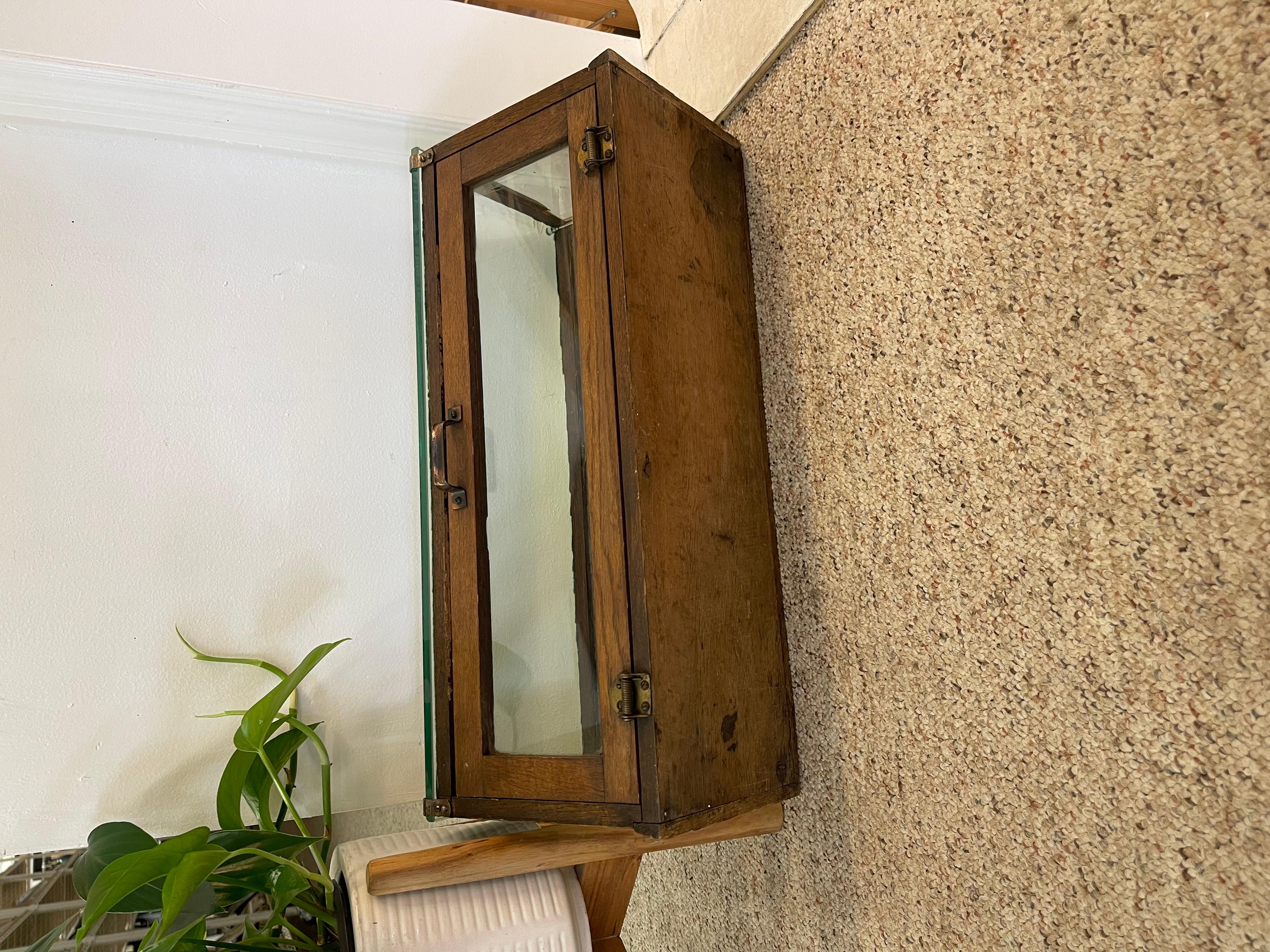 20th Century Antique Alfred Noack Oak and Glass Countertop Display Case with Brass Hardware. For Sale
