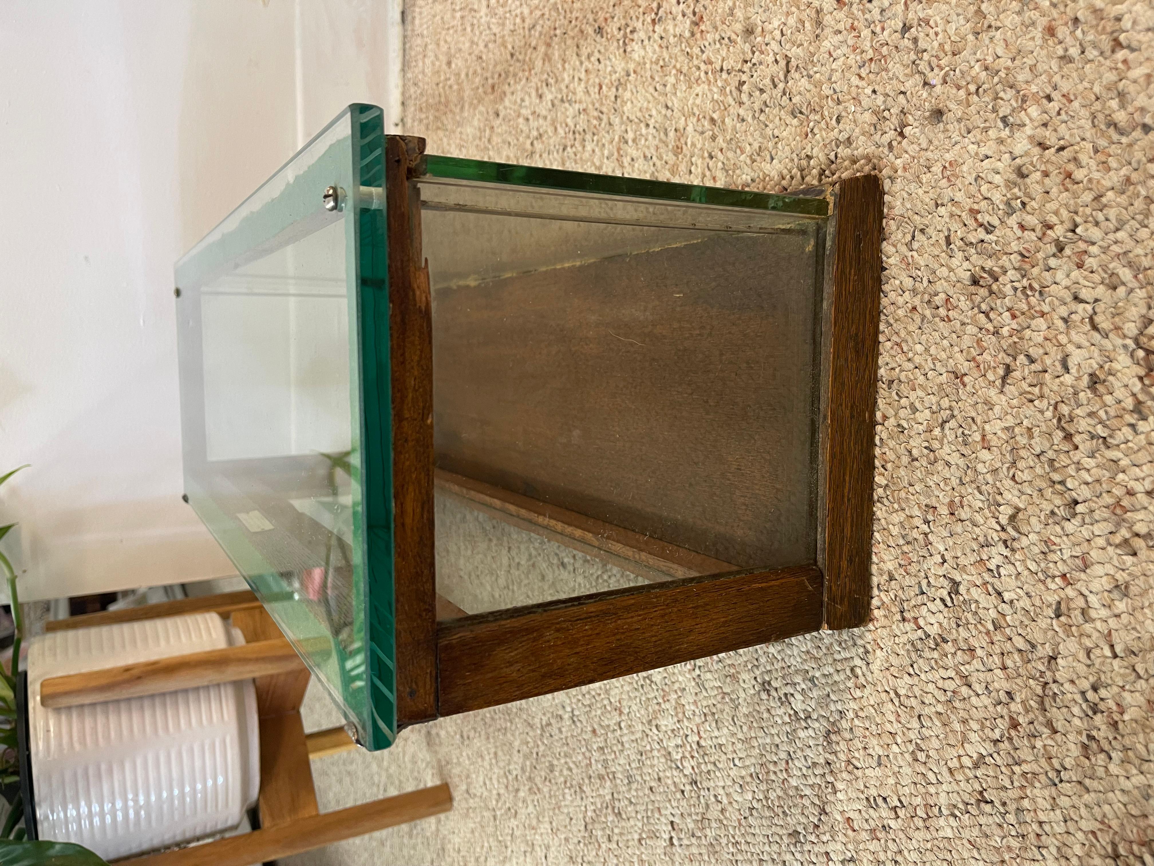 Antique Alfred Noack Oak and Glass Countertop Display Case with Brass Hardware. For Sale 1