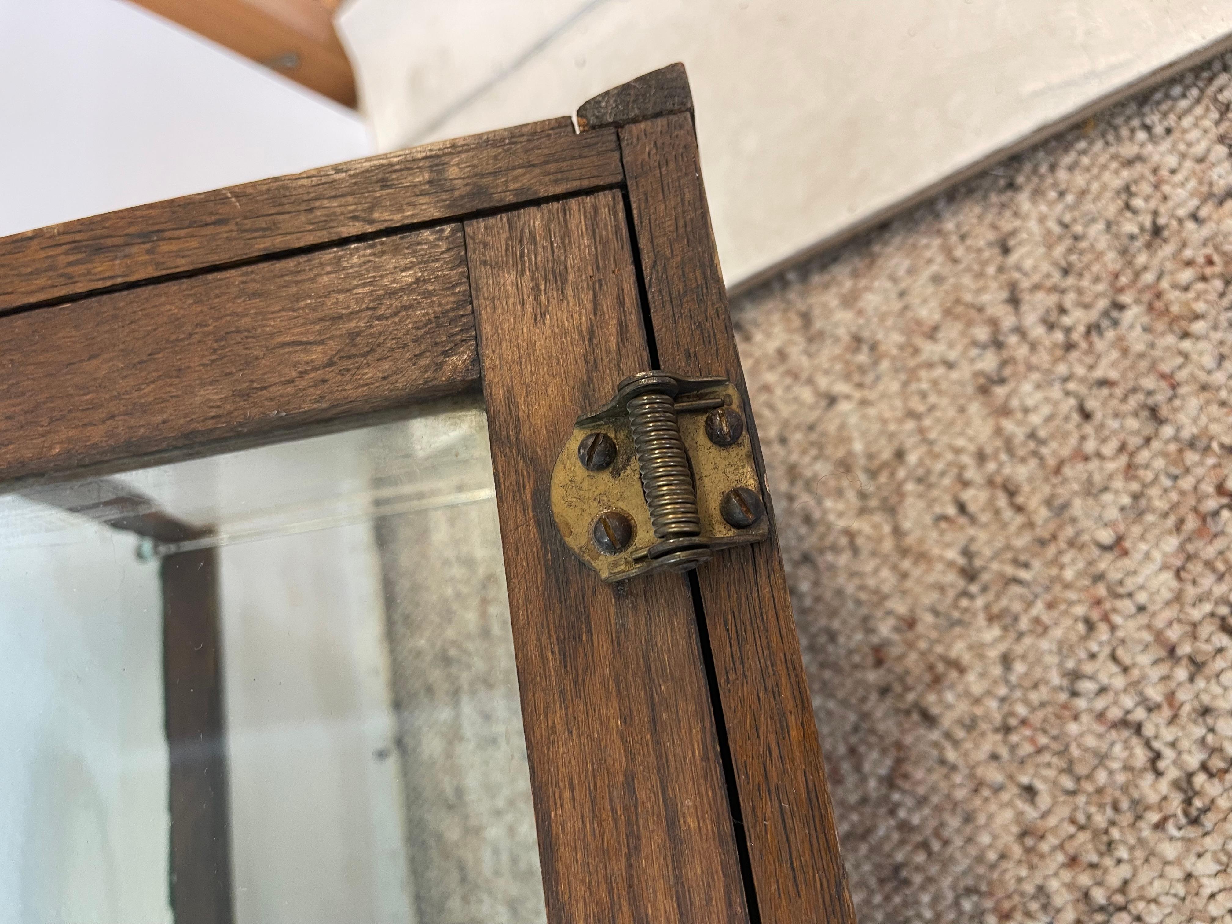 Antique Alfred Noack Oak and Glass Countertop Display Case with Brass Hardware. For Sale 3