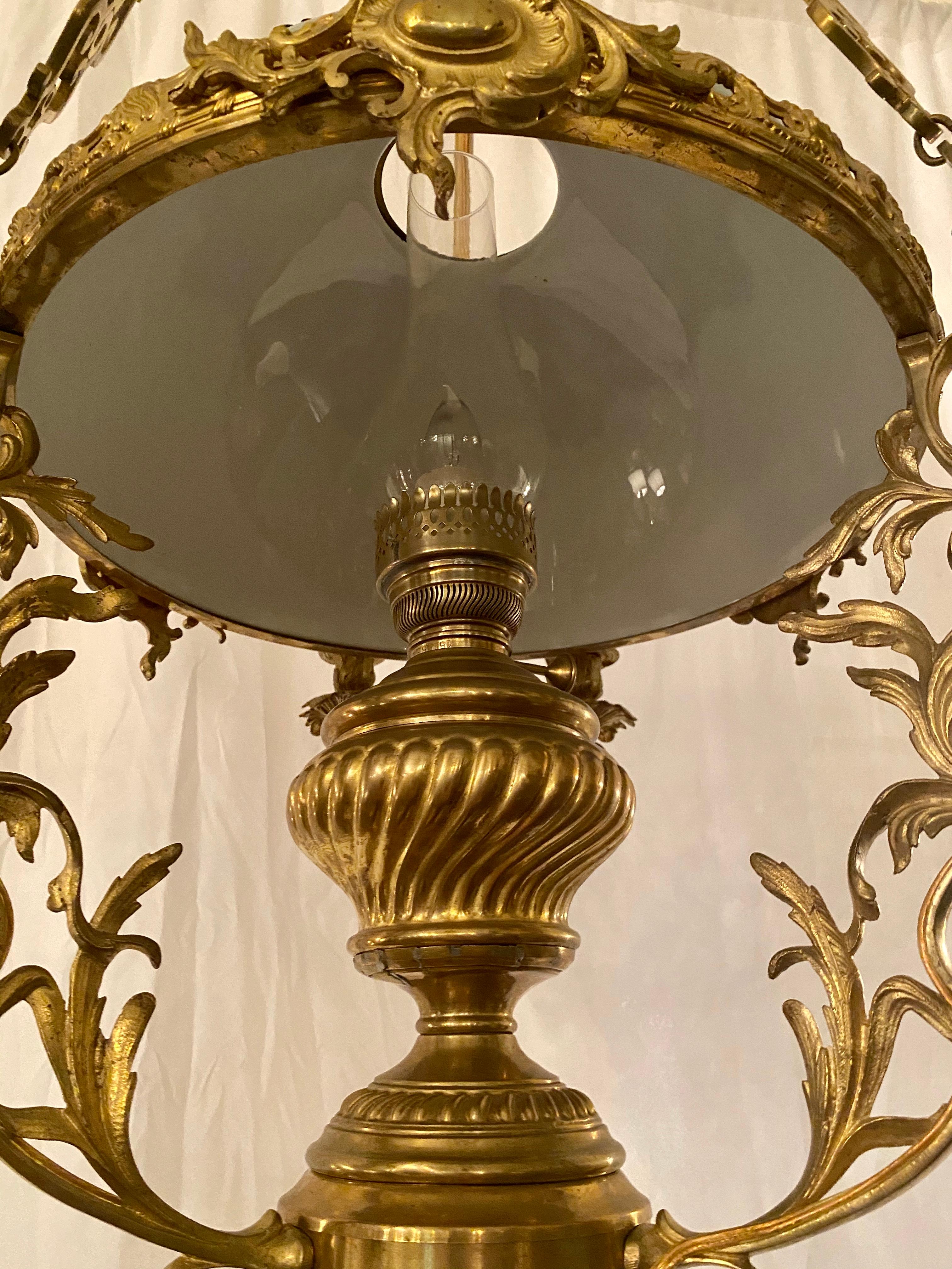 20th Century Antique All Original 19th Century Brass Suspension Oil Lantern, circa 1910