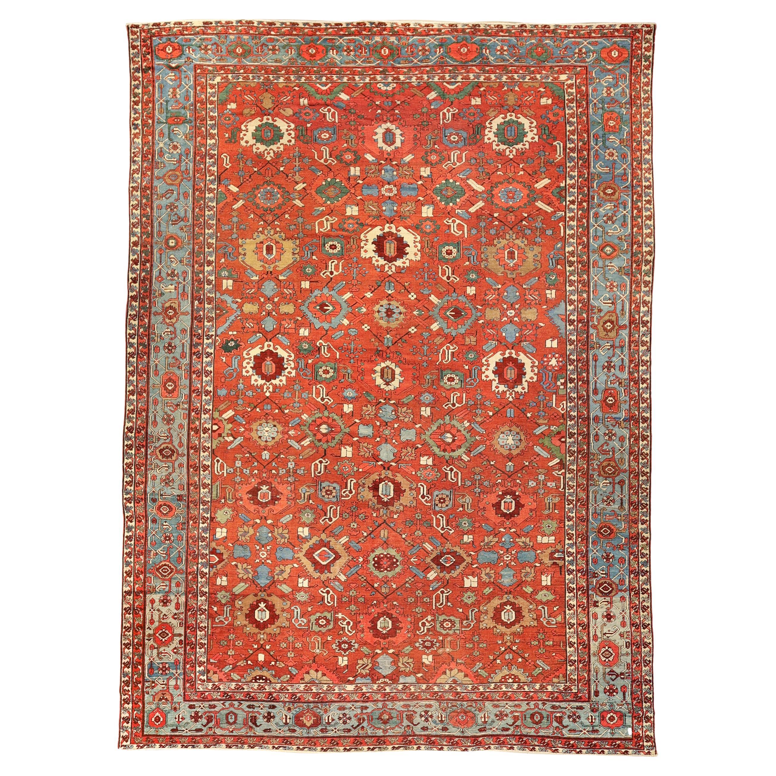 Antique all over design floral serapi rug For Sale