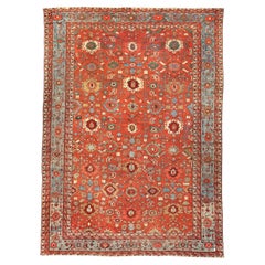 Antique all over design floral serapi rug
