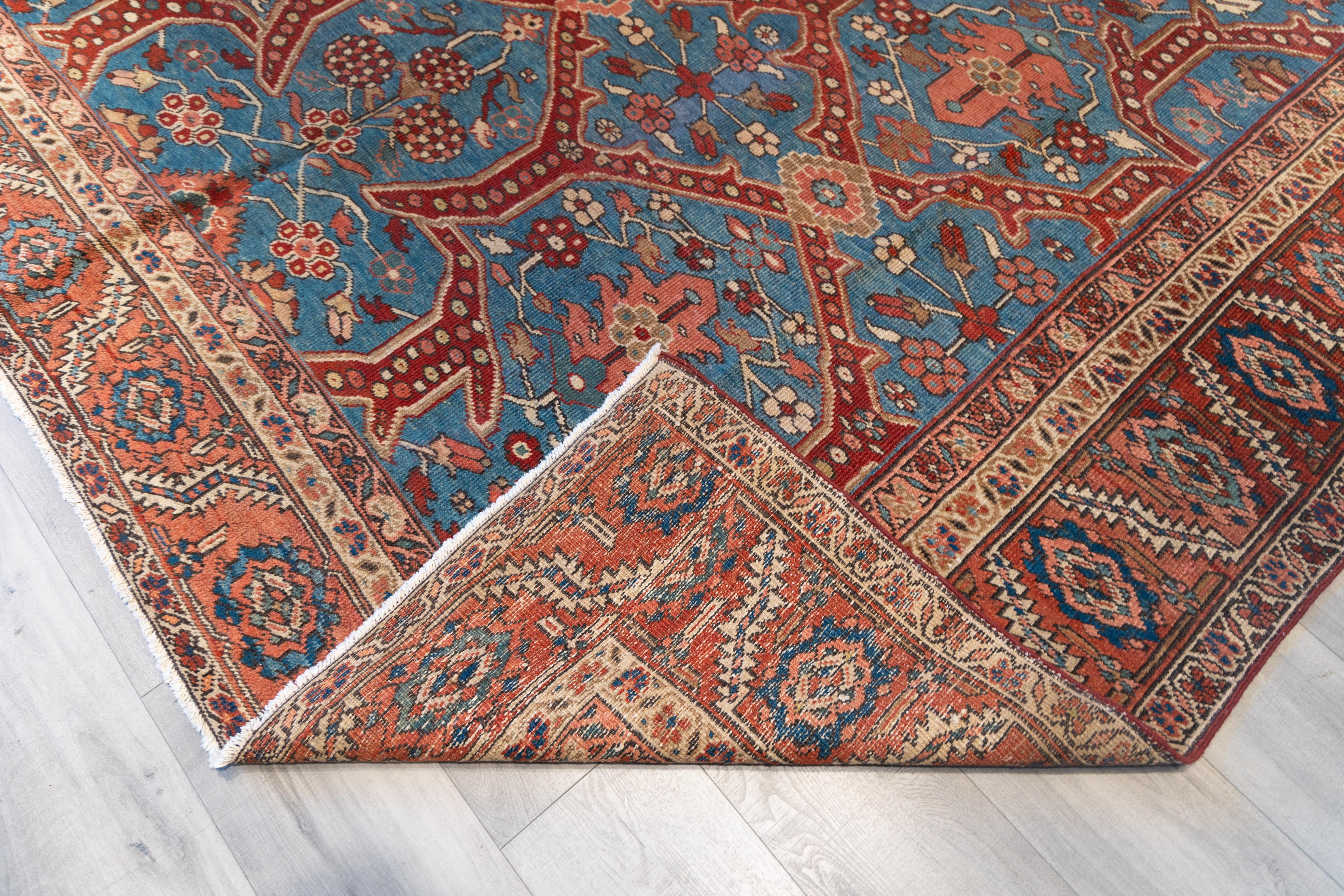 Persian Antique all over design Heriz tribal rug For Sale