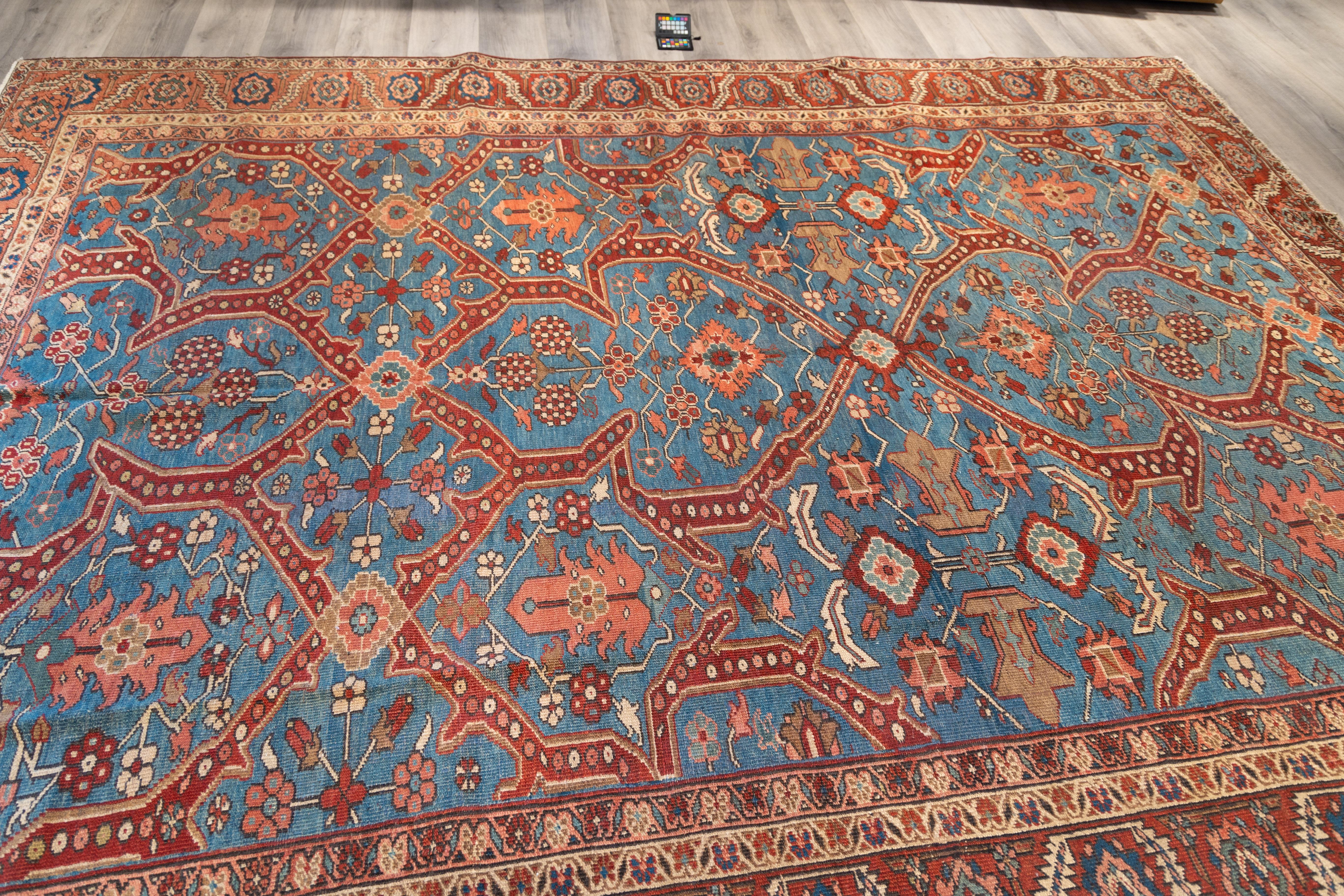 20th Century Antique all over design Heriz tribal rug For Sale
