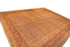 Antique Tabriz Persian Carpet, Hand-Knotted Wool, Floral Design, 1900