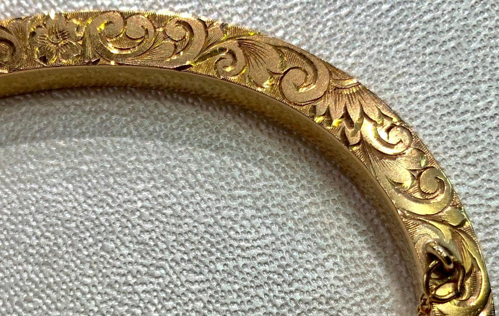 Women's Antique All-Over Engraved Bangle Bracelet