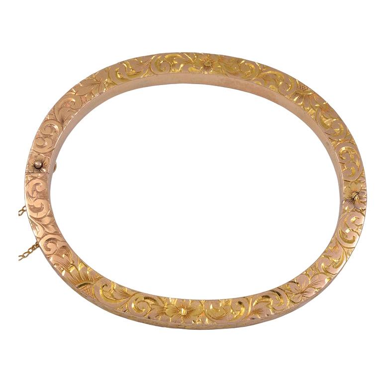 Antique All-Over Engraved Bangle Bracelet