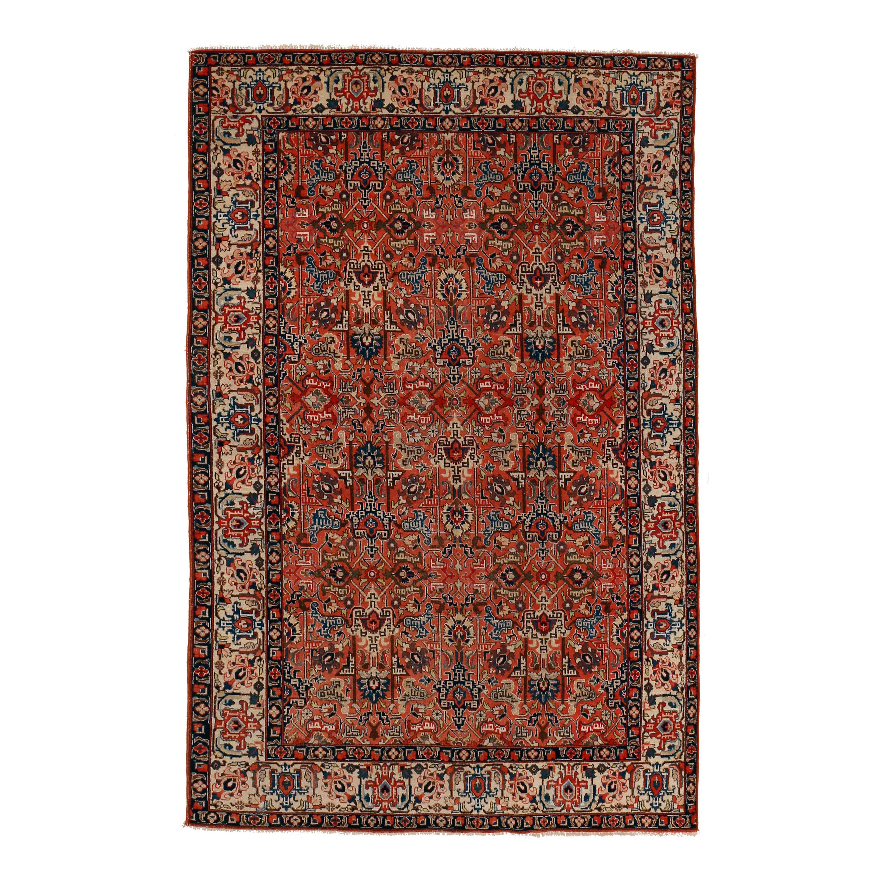 Antique All-Over Pattern Botanical Design Tabriz Rug For Sale