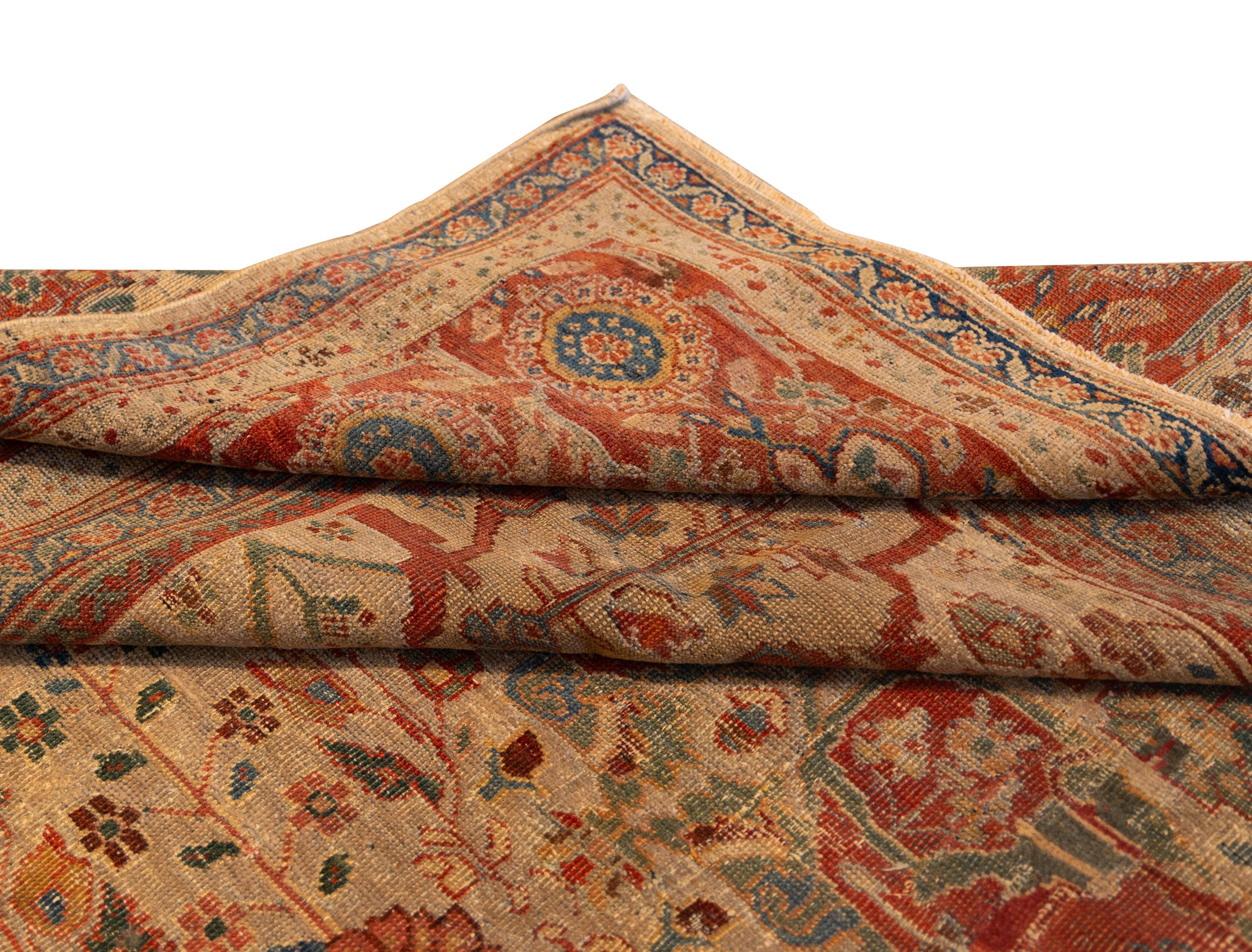 19th Century Antique all over Sultanabad  Rug late 19th century For Sale