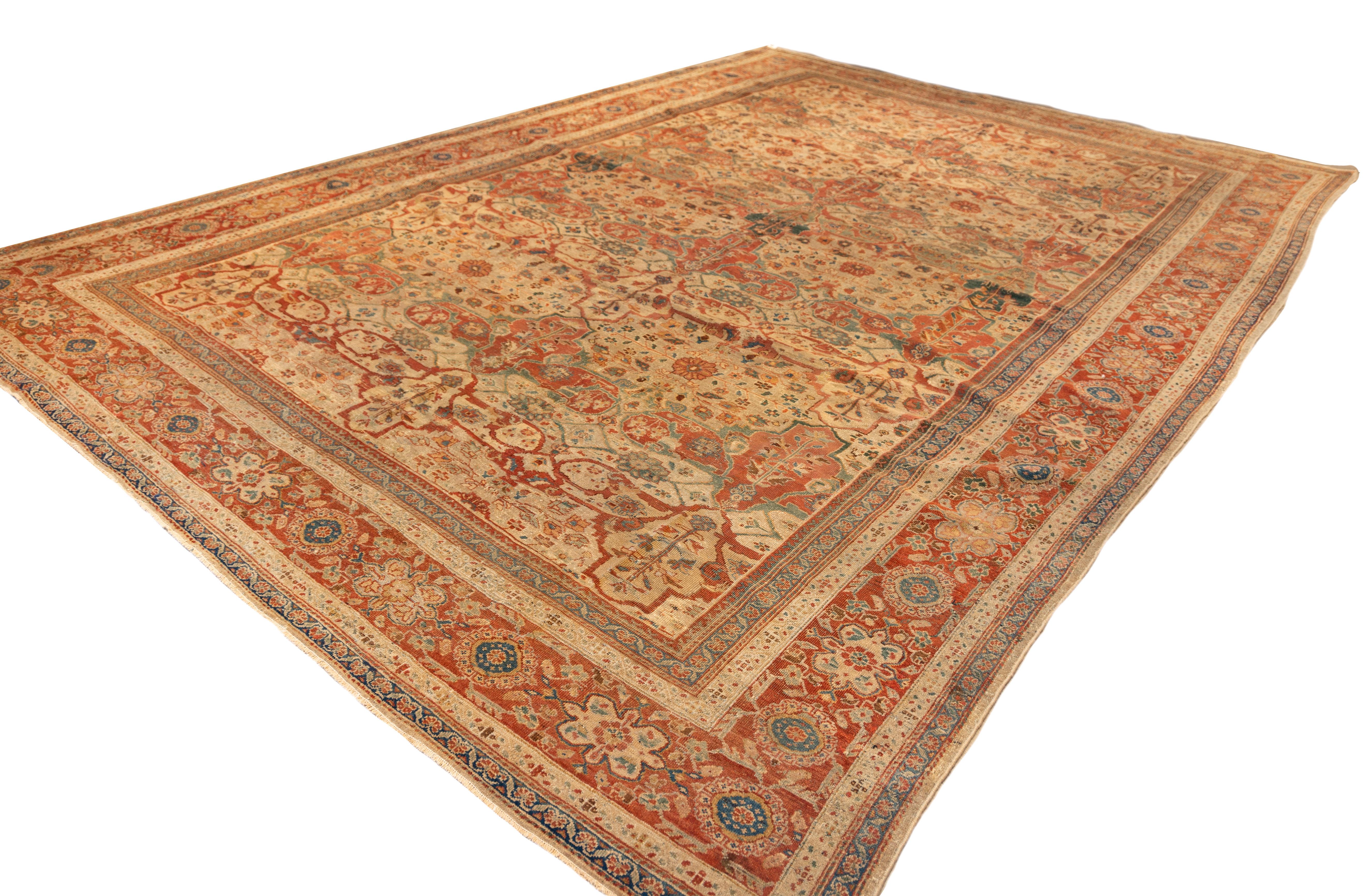 Hand-Woven Antique all over Sultanabad  Rug late 19th century For Sale