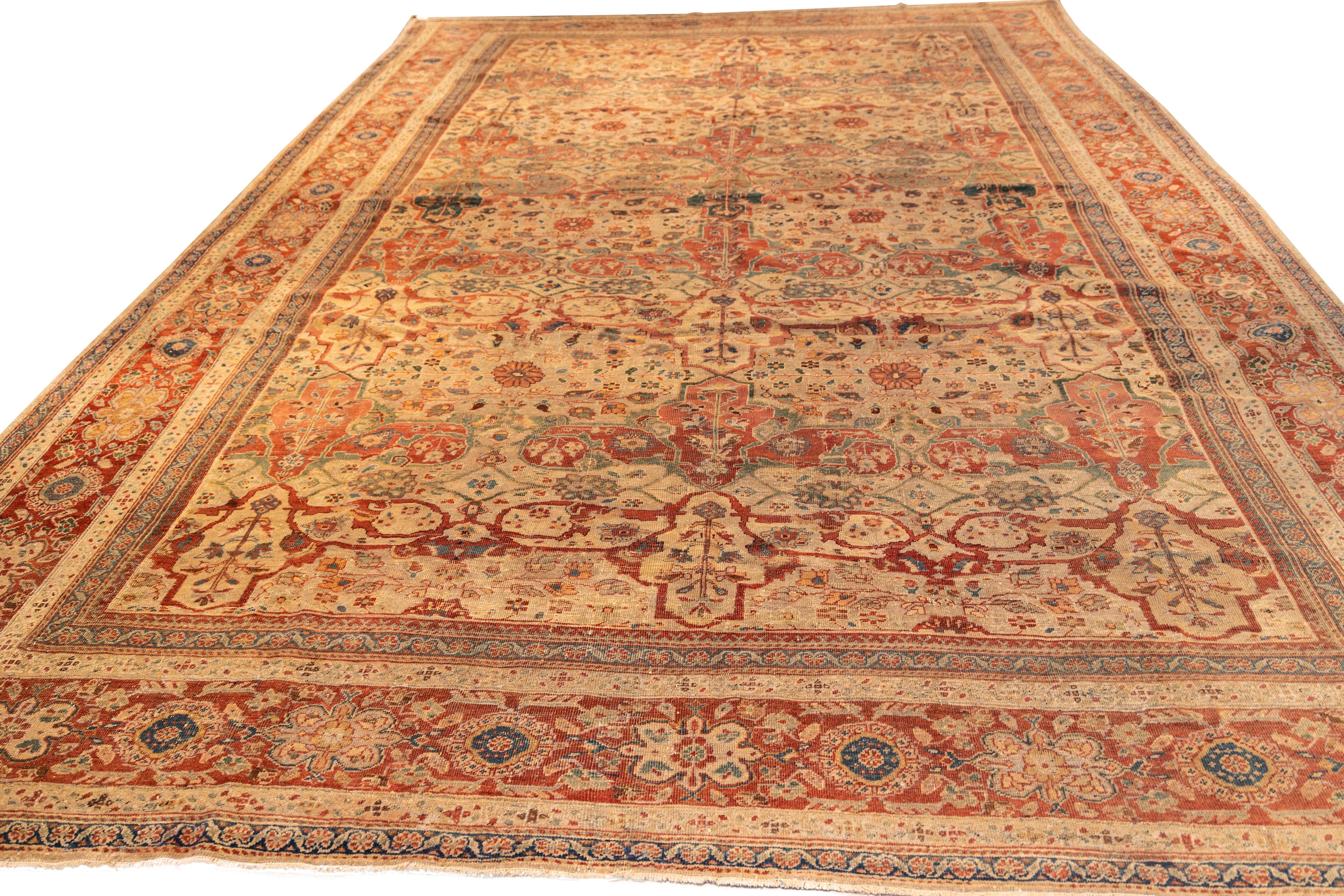 Persian Antique all over Sultanabad  Rug late 19th century For Sale