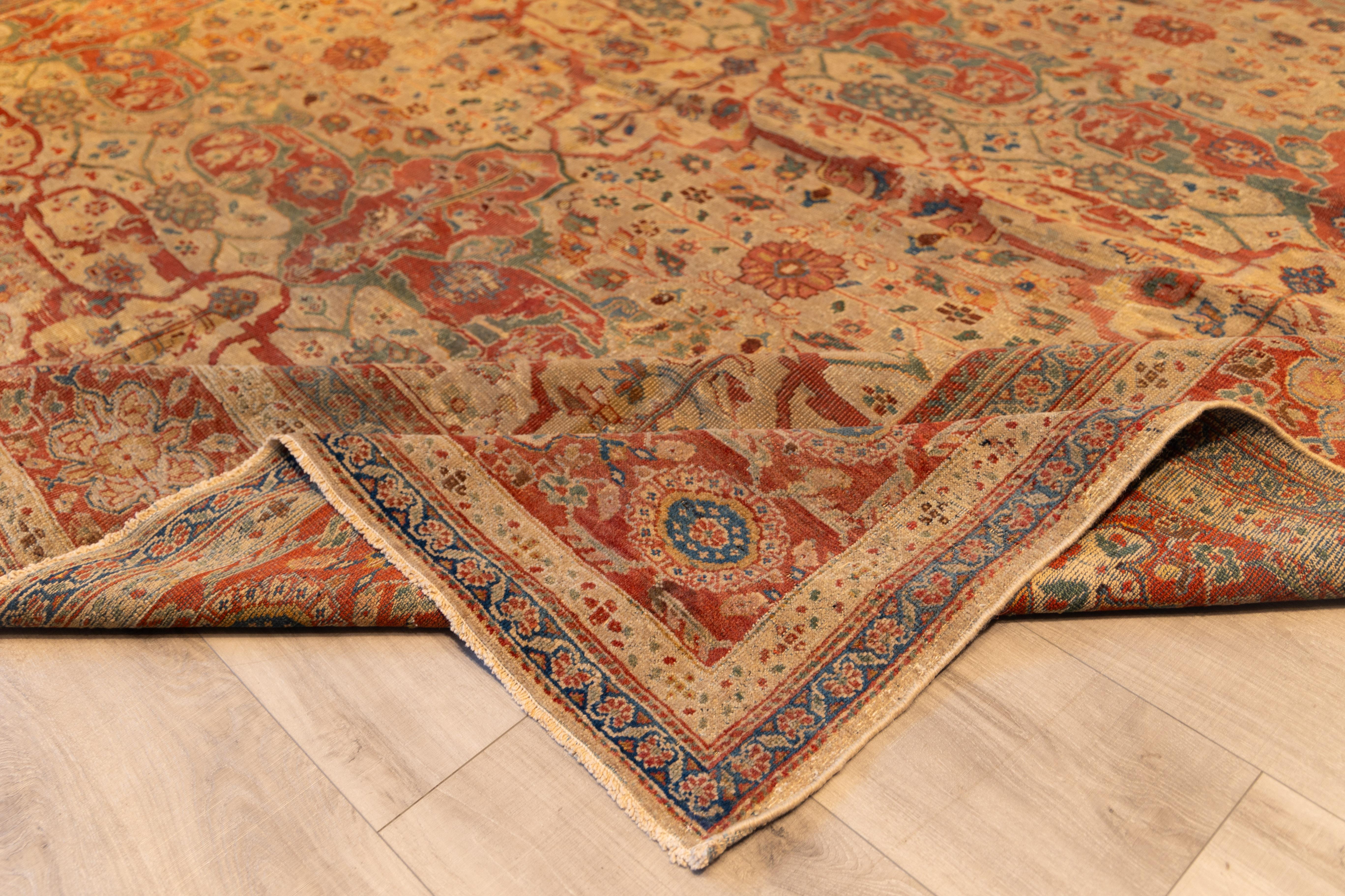 19th Century Antique all over Sultanabad  Rug late 19th century For Sale