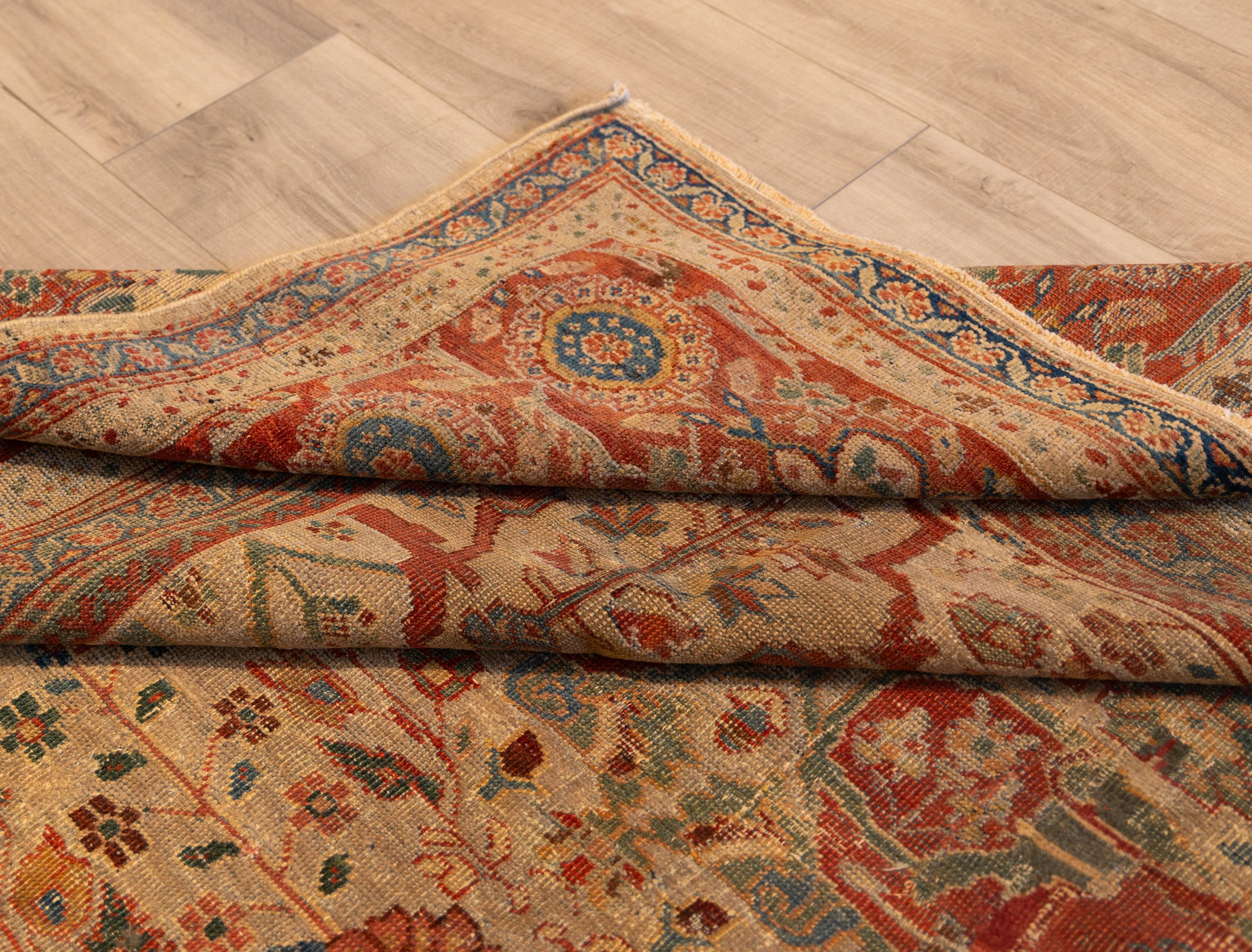Wool Antique all over Sultanabad  Rug late 19th century For Sale