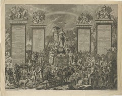 Antiker Allegorischer Kupferstich der vier Kontinente und Globus, 1798