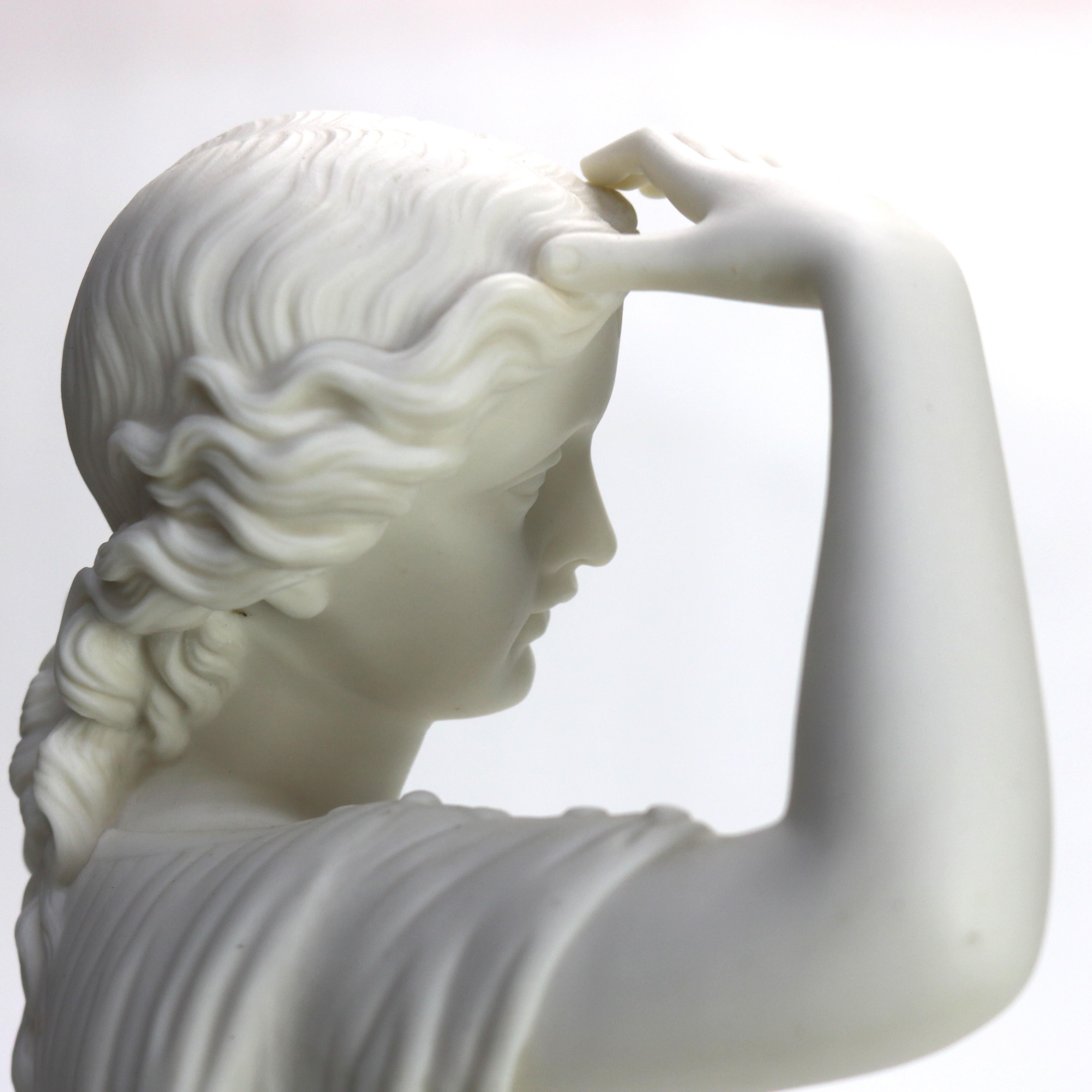 Porcelaine Ancienne sculpture allégorique Parian Bisque Figure Sunshine signée par W. Brodi en vente