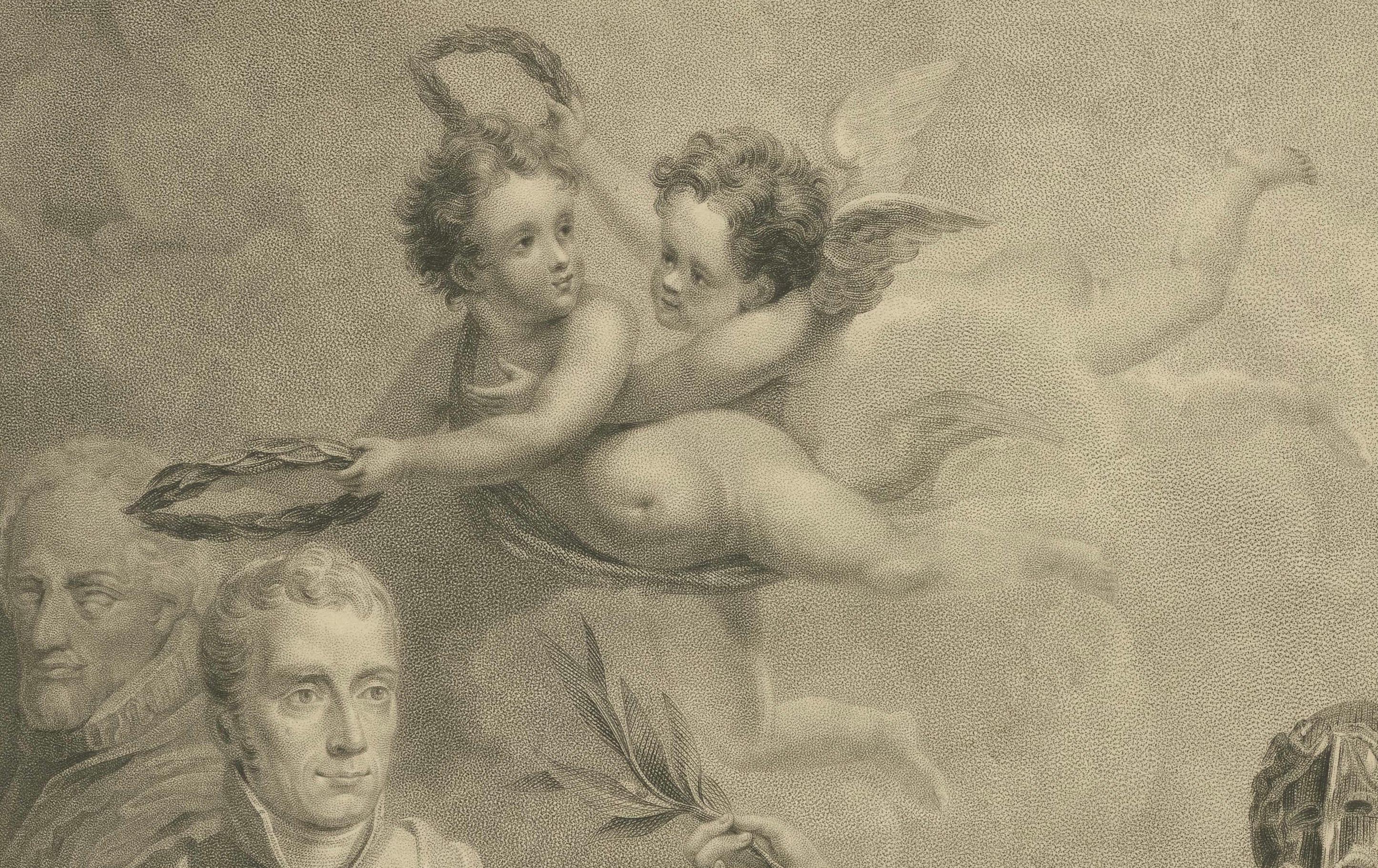 Antiker Allegorischer Druck zur Feier von König Willem I. der Niederlande, 1815 im Zustand „Gut“ im Angebot in Langweer, NL