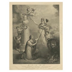 Antique Allegorical Print Celebrating King Willem I of the Netherlands, 1815