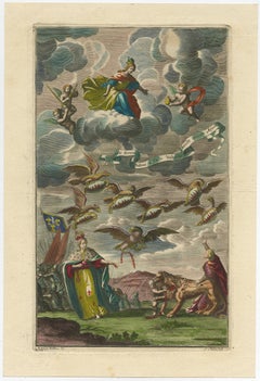 Antique Allegorical Print – Dutch Victory over France, Hand-Coloured, ca.1750
