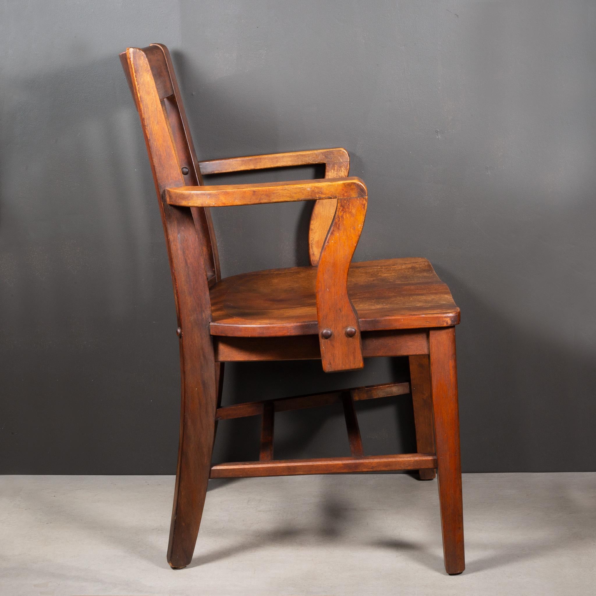 Silla de escritorio antigua Allen Chair Company de roble macizo c.1930-1956 Industrial