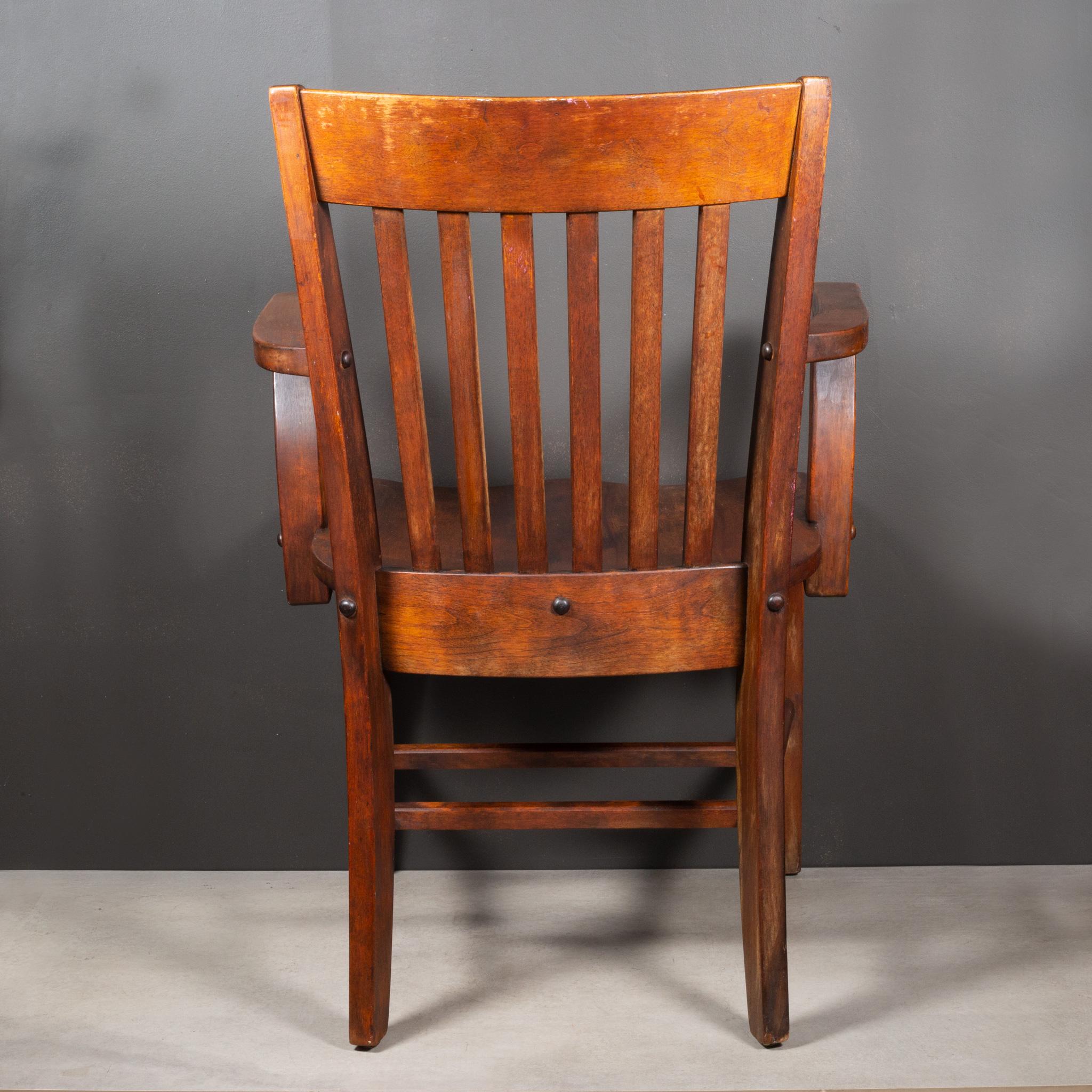 Silla de escritorio antigua Allen Chair Company de roble macizo c.1930-1956 siglo XX
