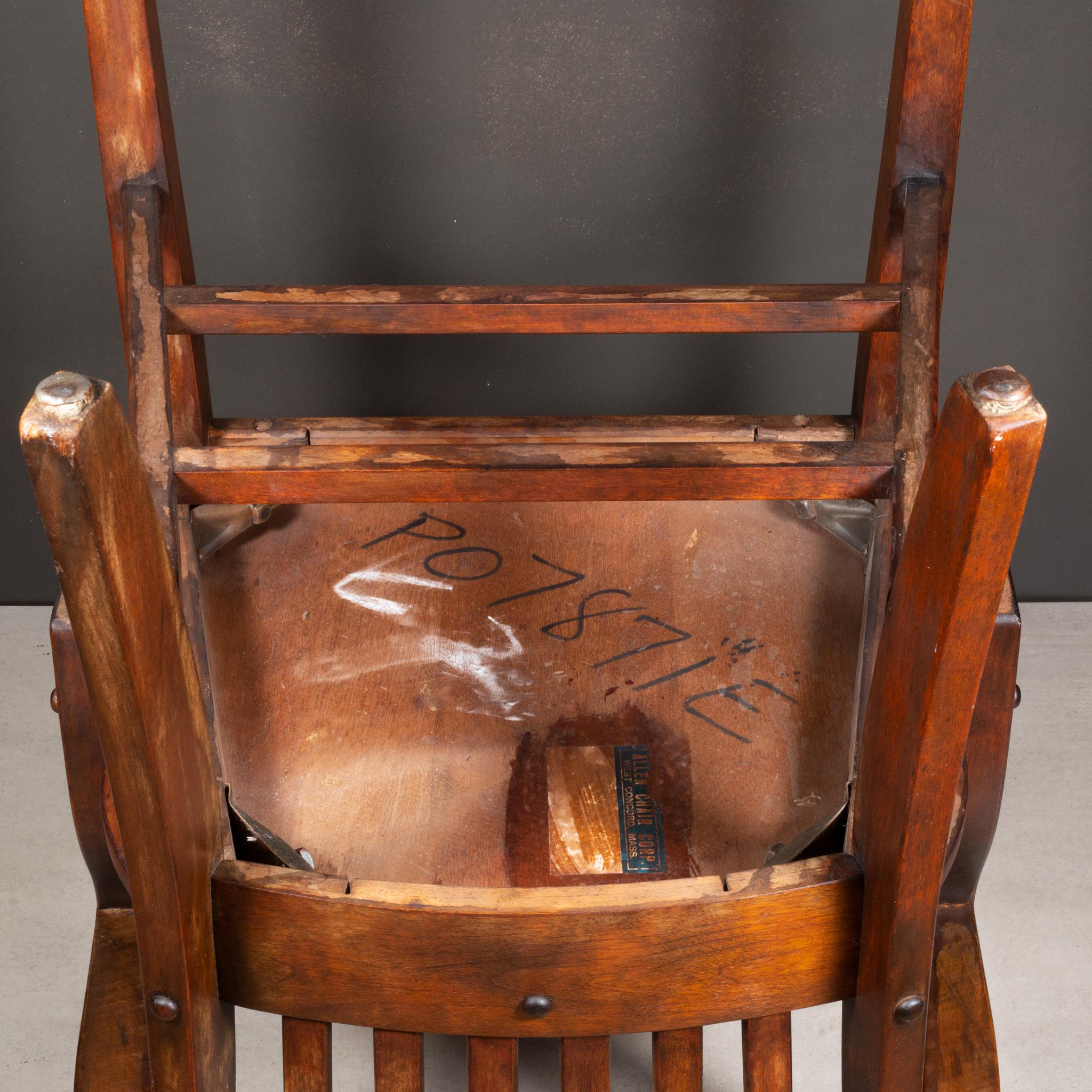 Silla de escritorio antigua Allen Chair Company de roble macizo c.1930-1956 1