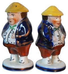 Antique Allertons English Toby John Bull Staffordshire Salt & Pepper Shakers