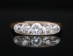 Antique Alliance Ring  1.3 ctw Diamonds solid 18K Gold Platinum Ø5.25US/2.9gr