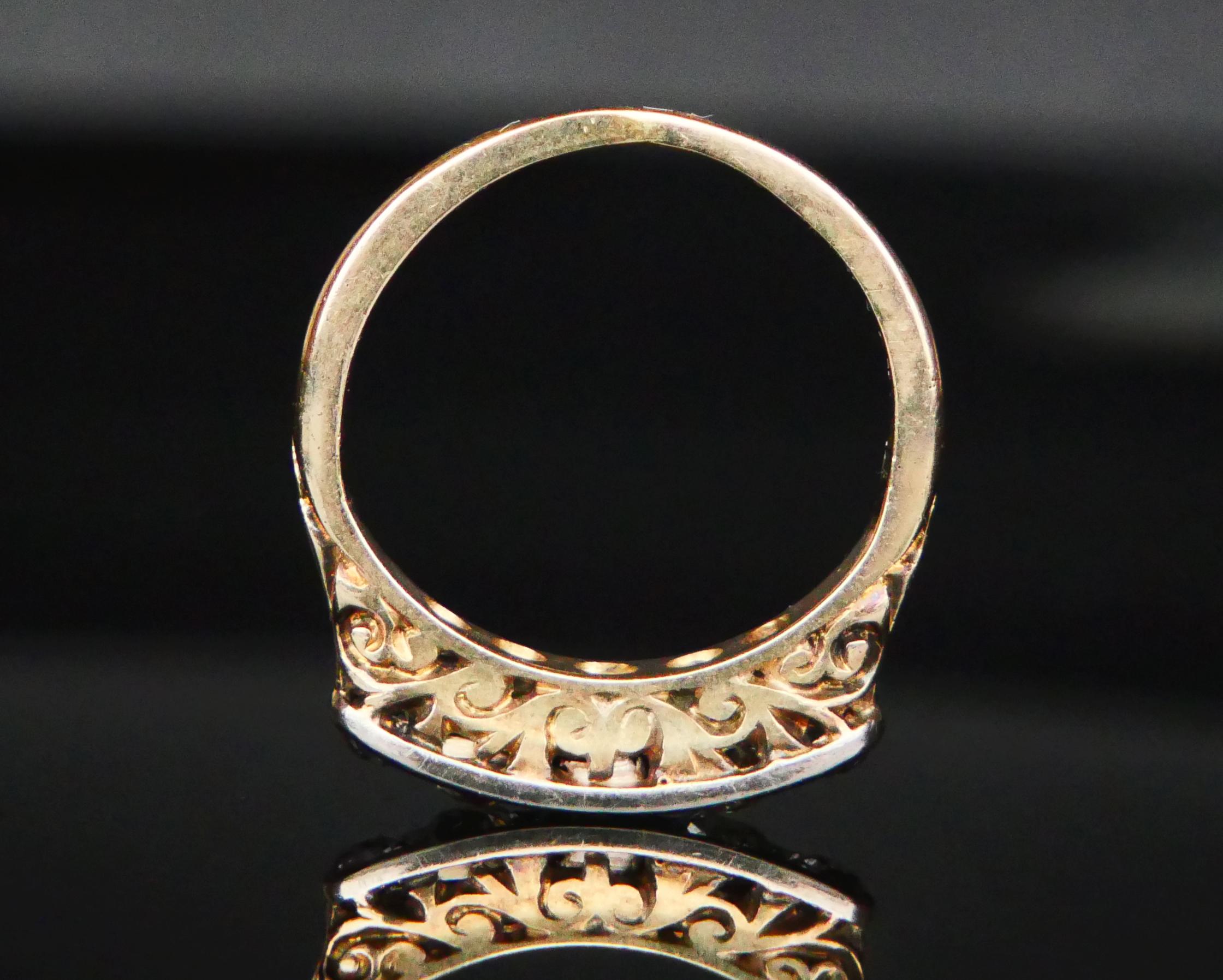 Women's Antique Alliance Ring  1.3 ctw Diamonds solid 18K Gold Platinum Ø5.25US/2.9gr For Sale