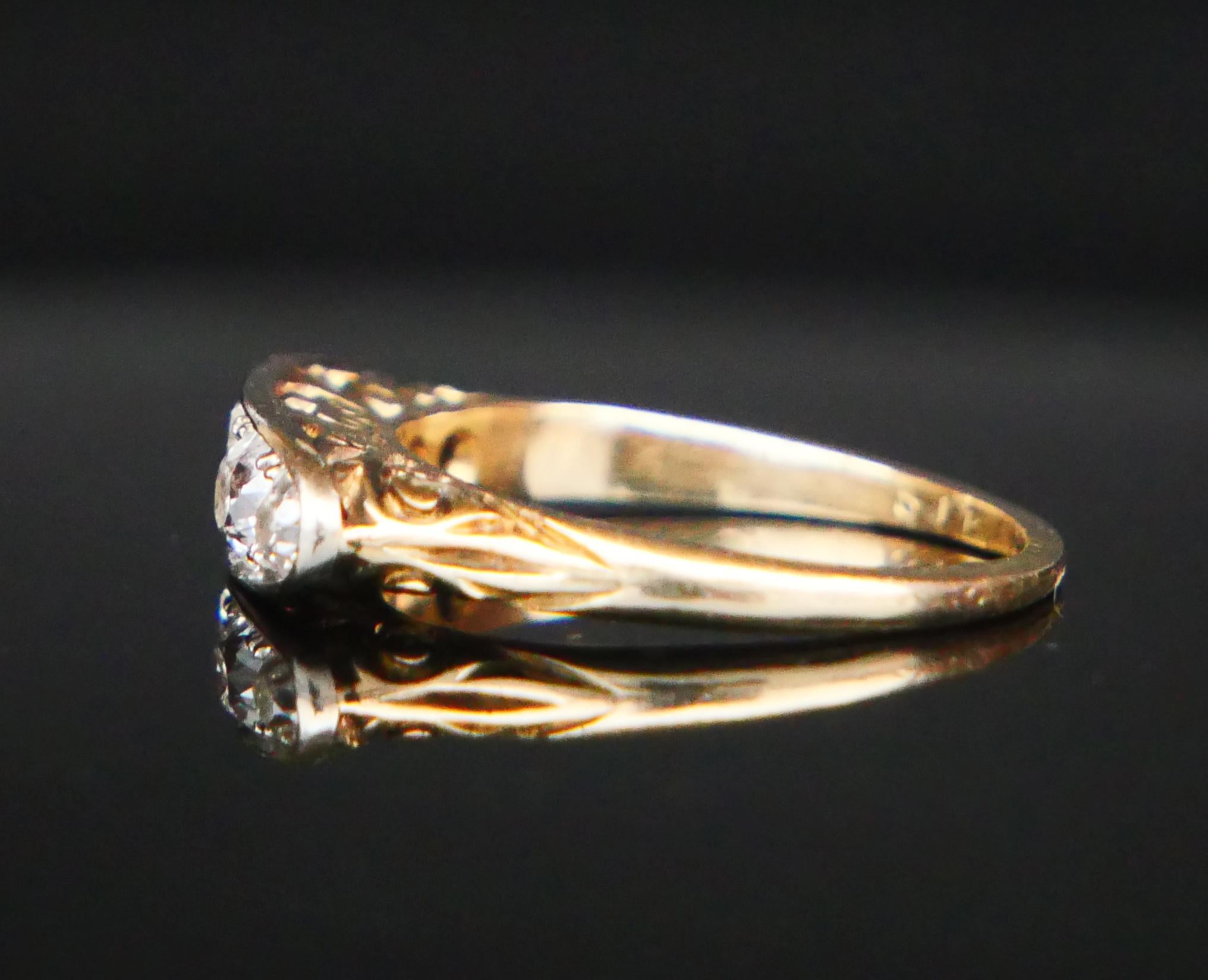 Antique Alliance Ring  1.3 ctw Diamonds solid 18K Gold Platinum Ø5.25US/2.9gr For Sale 2