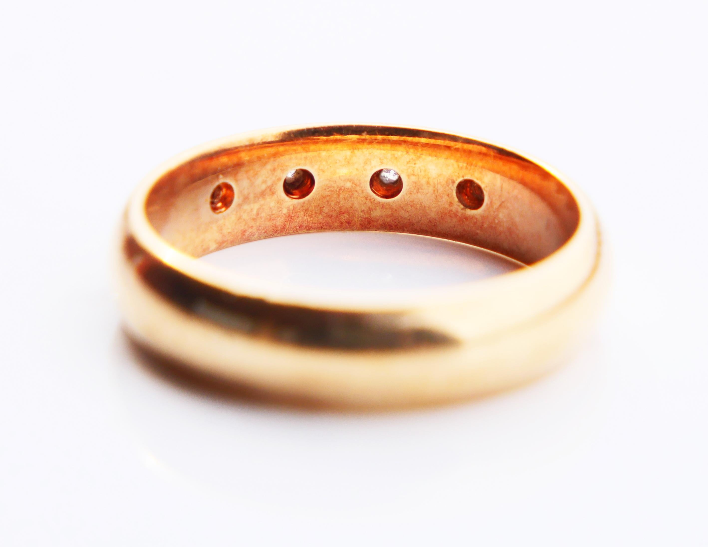 Women's or Men's Antique Alliance Ring Diamonds solid 14K Orange Gold Ø US7.75 /5.7gr For Sale